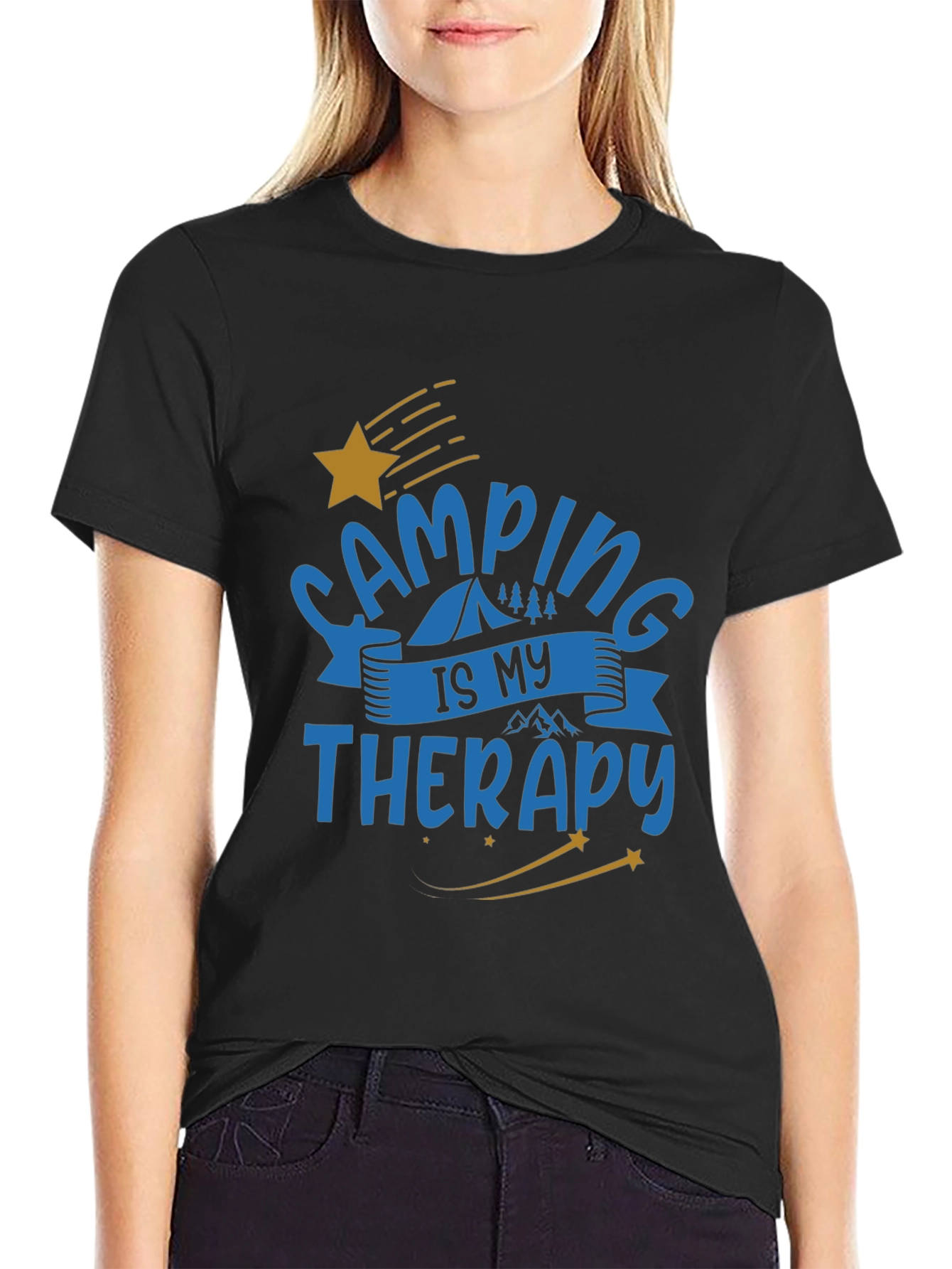 Black Camping is My Therapy Graphic T-Shirt view 2