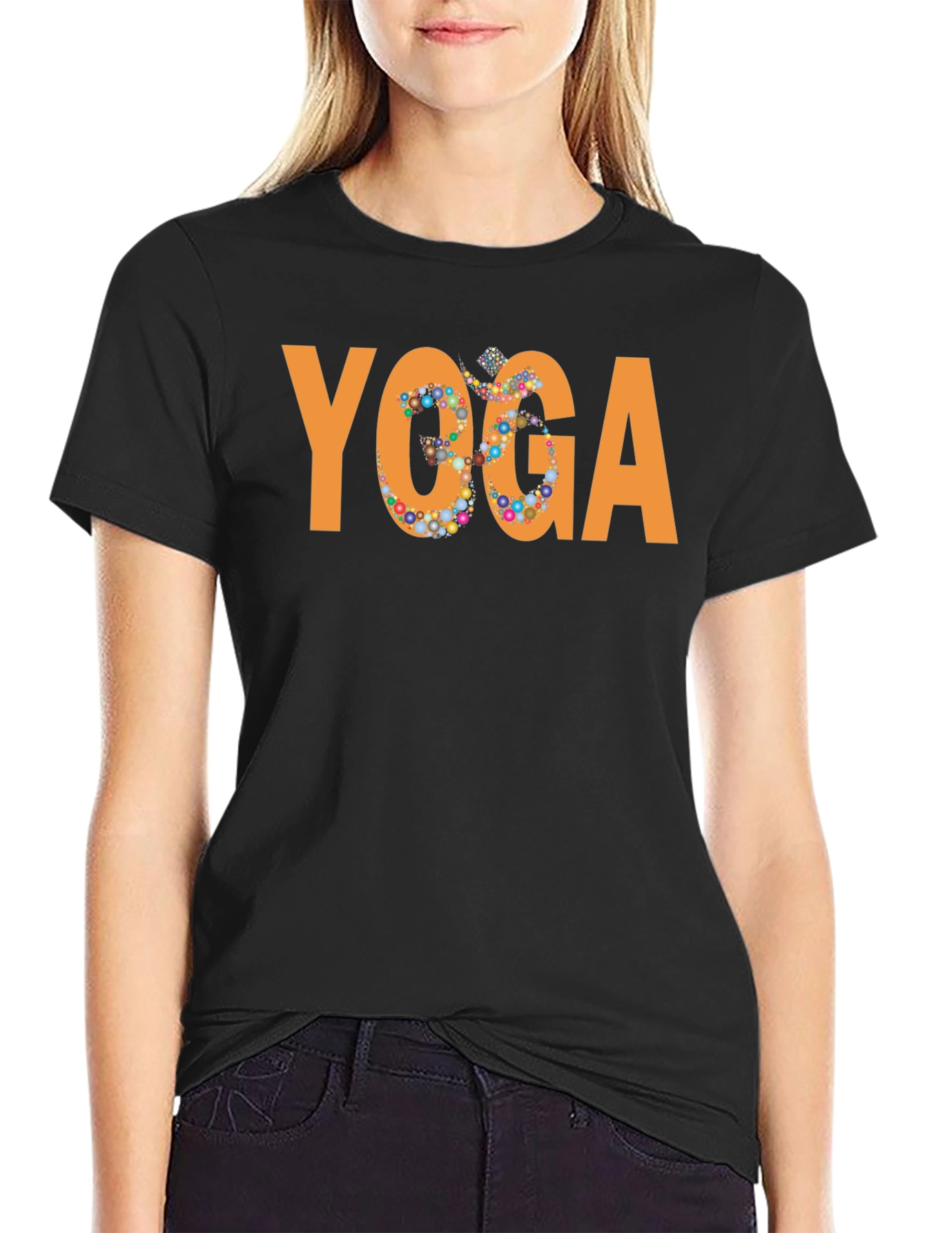 Black Yoga Graphic Tee - Meditative Comfort view 2