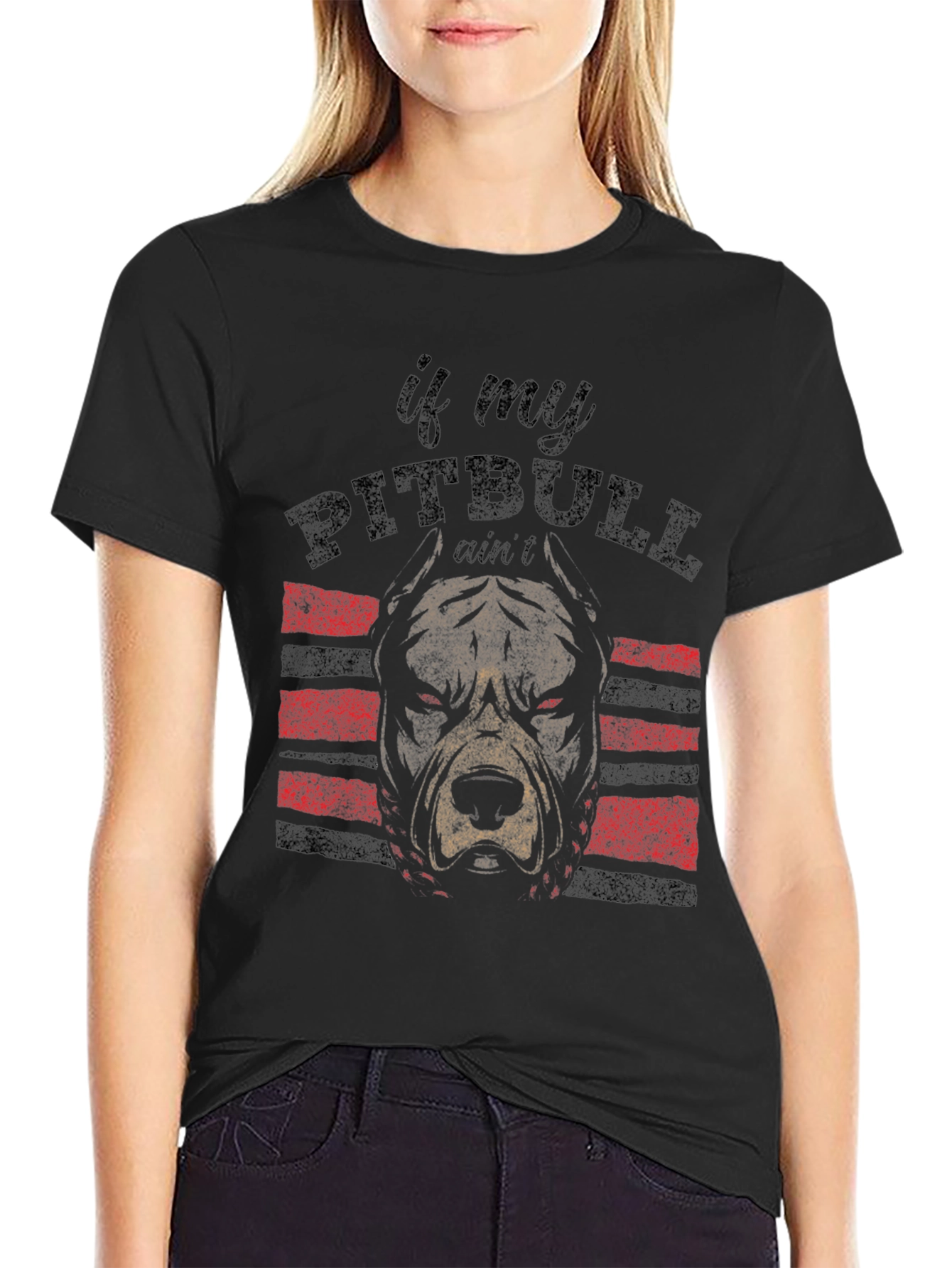 Black Pitbull Graphic T-Shirt - Black view 2