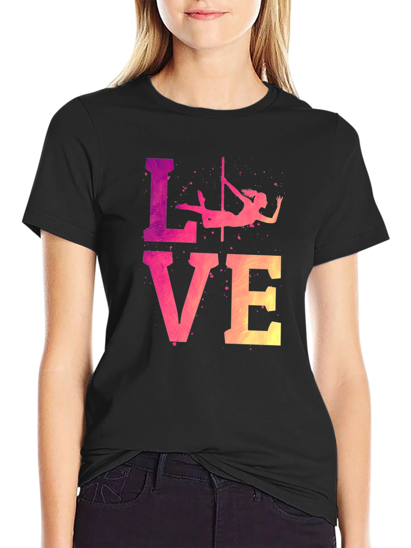 Black Pole Dancing Love Graphic T-Shirt view 2