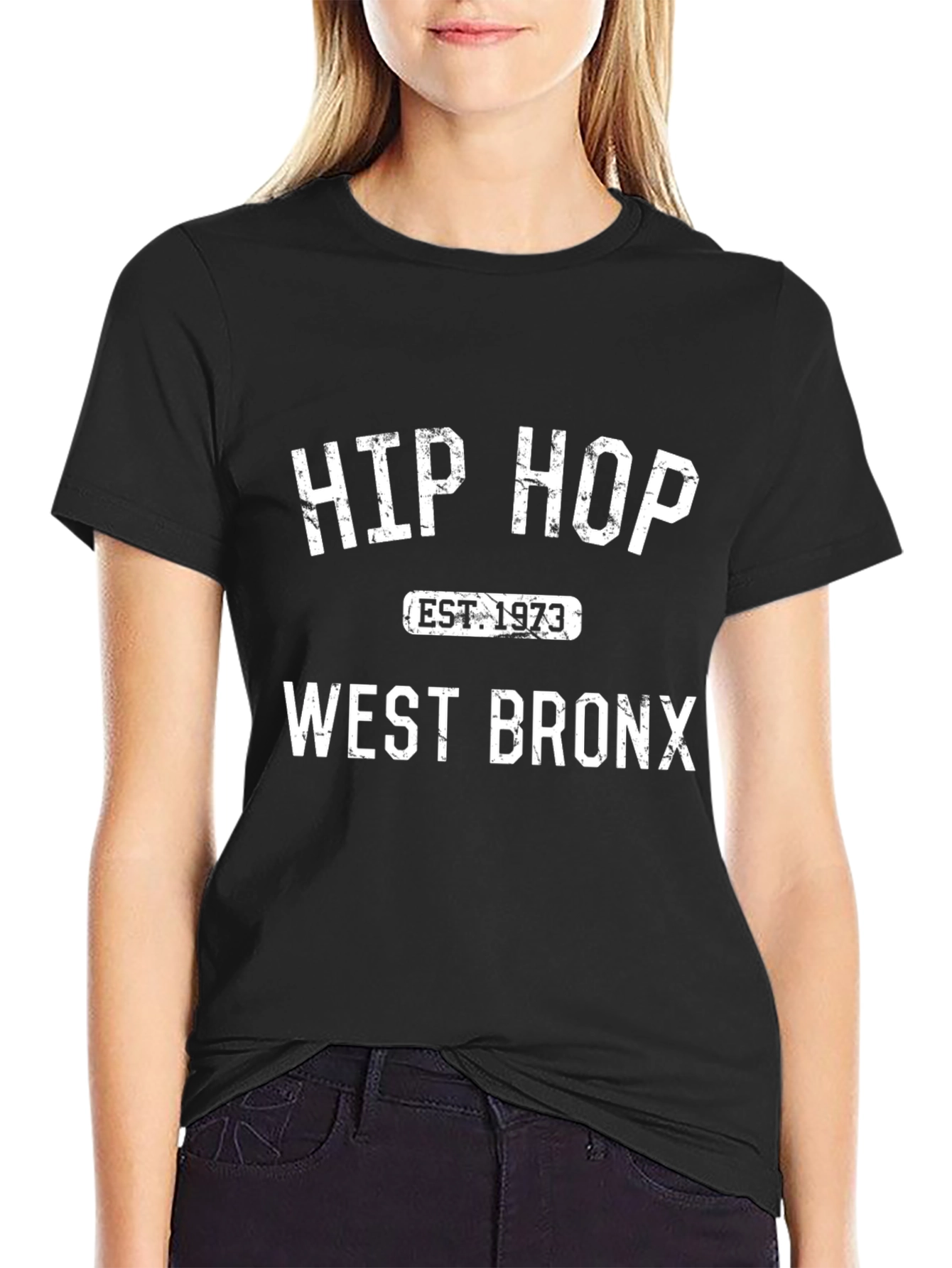 Black Hip Hop West Bronx EST 1973 Black T-Shirt view 2