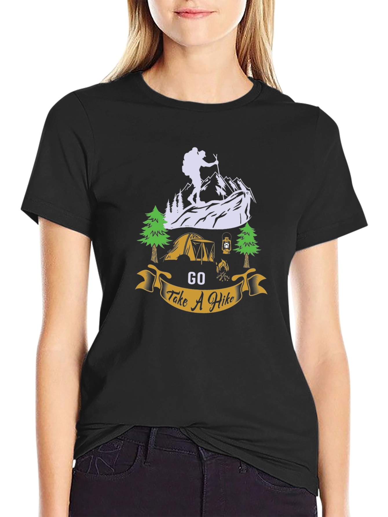 Black Go Take A Hike Graphic Tee - Outdoor Adventure T-Shirt view 2