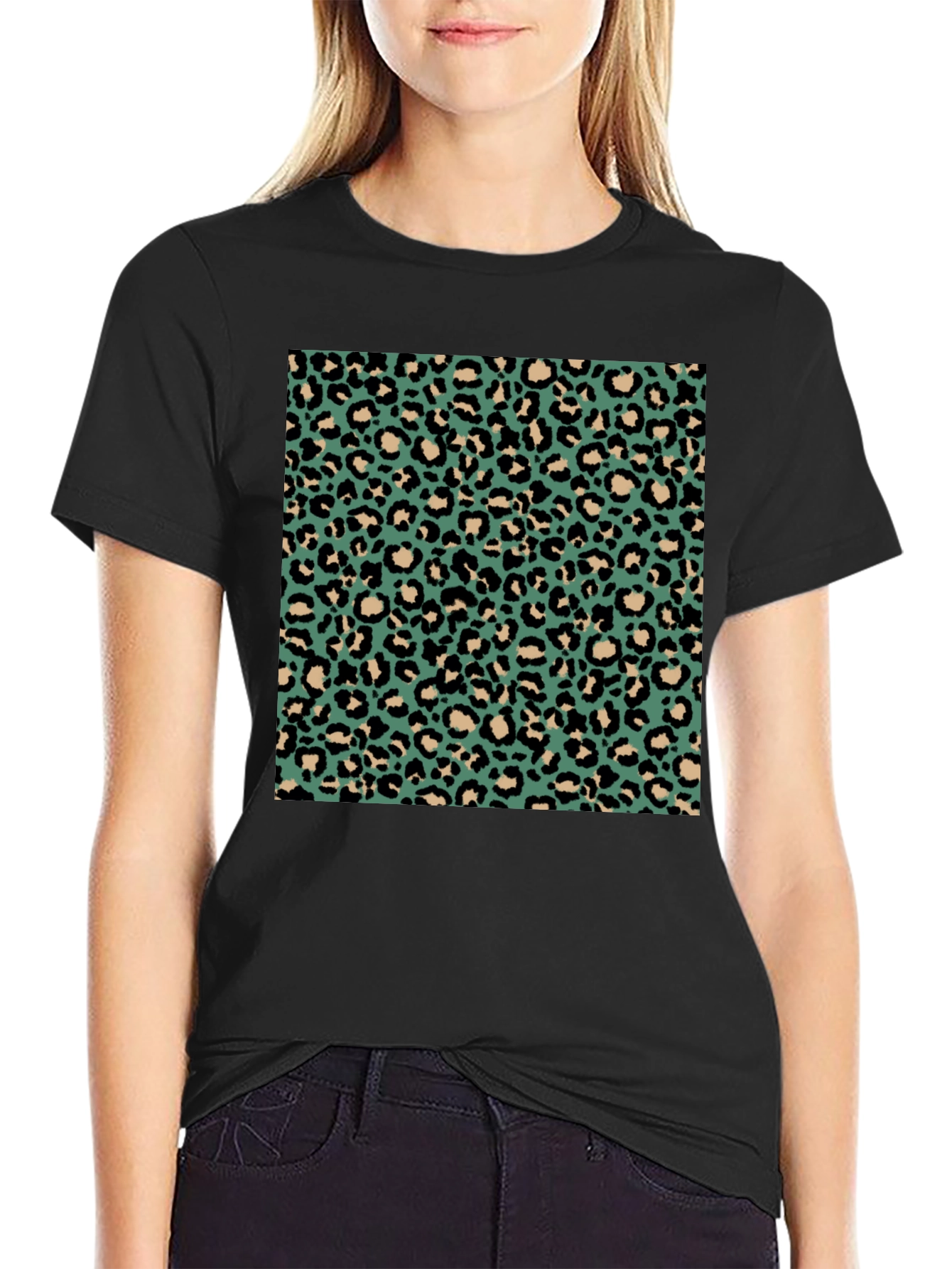 Black Leopard Print Tee - Modern Style view 2