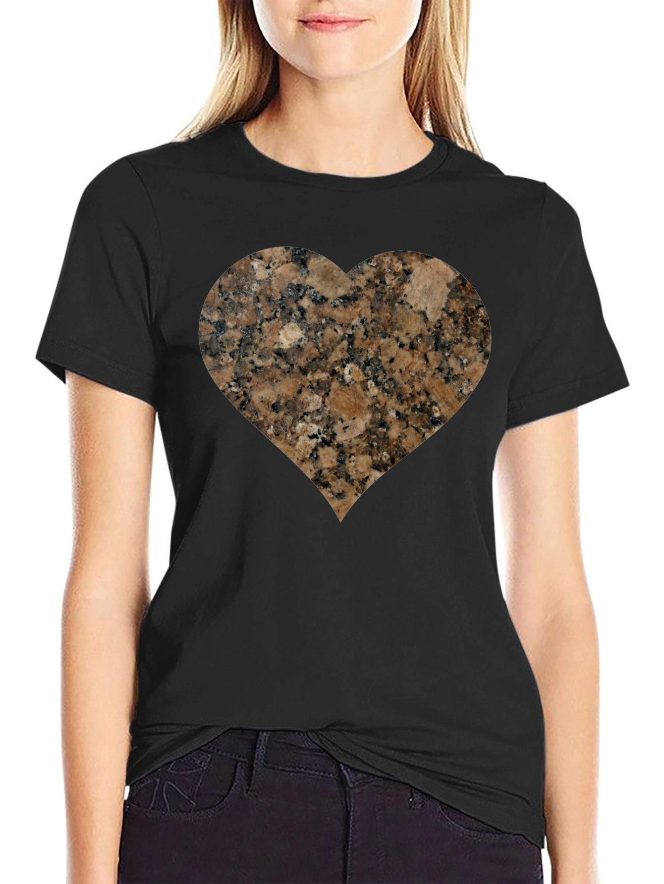 Black Granite Heart Tee - Unique Graphic T-Shirt view 2