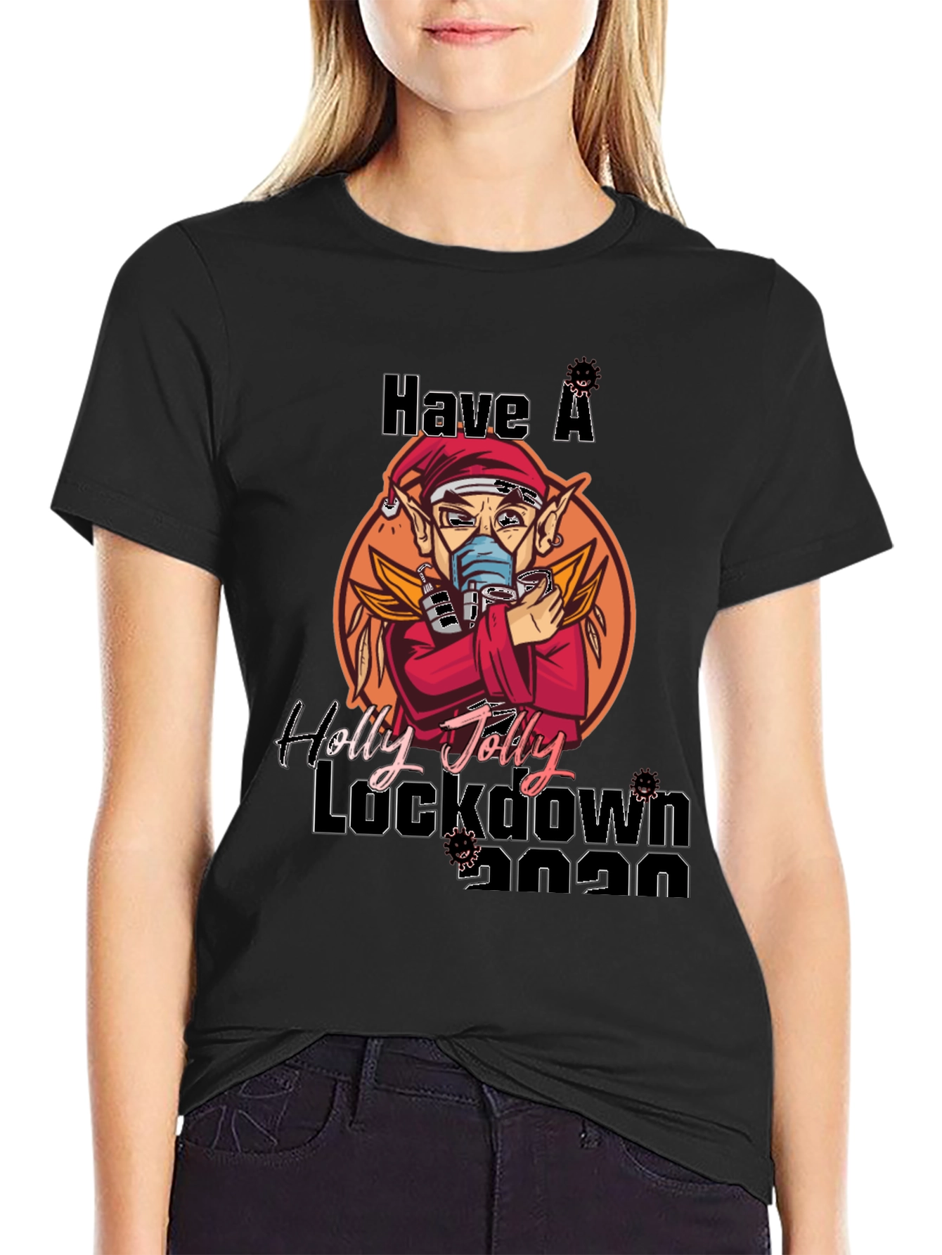 Black Have a Holly Jolly Lockdown 2020 T-Shirt view 2