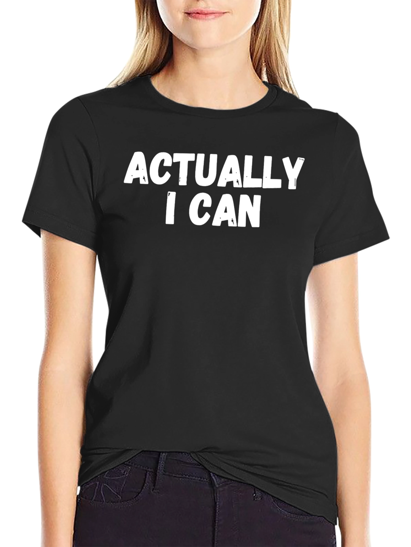 Black Actually I Can T-Shirt - Bold Statement Tee view 2