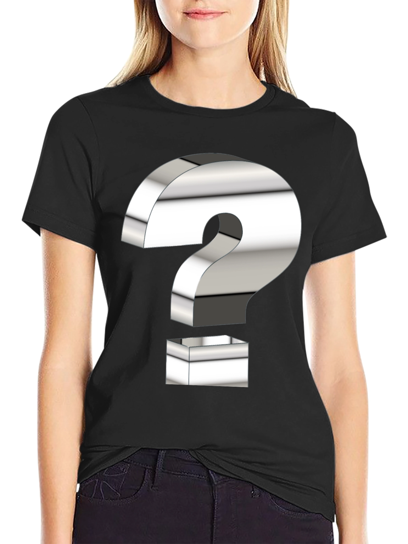 Black Question Mark Graphic T-Shirt view 2