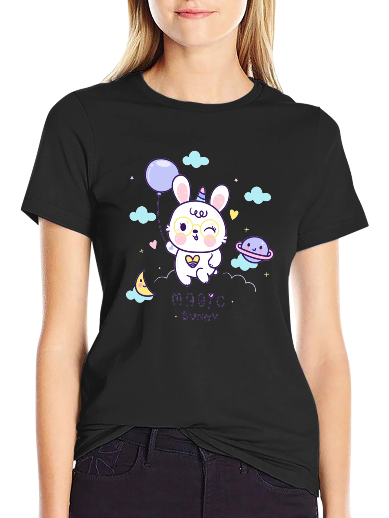 Black Magic Bunny Graphic Tee view 2