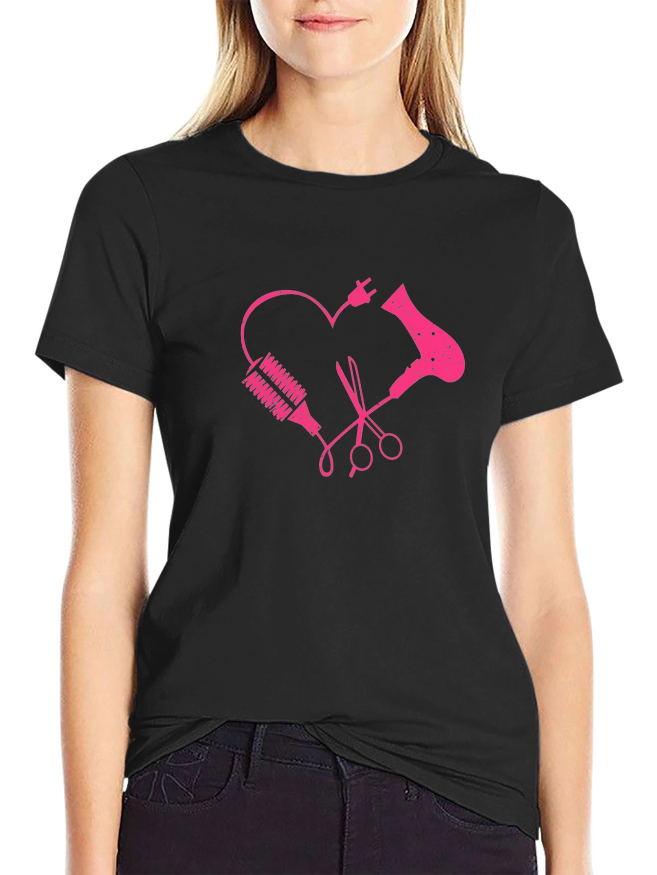 Black Hairdresser Heart Graphic Tee - Stylist Love view 2