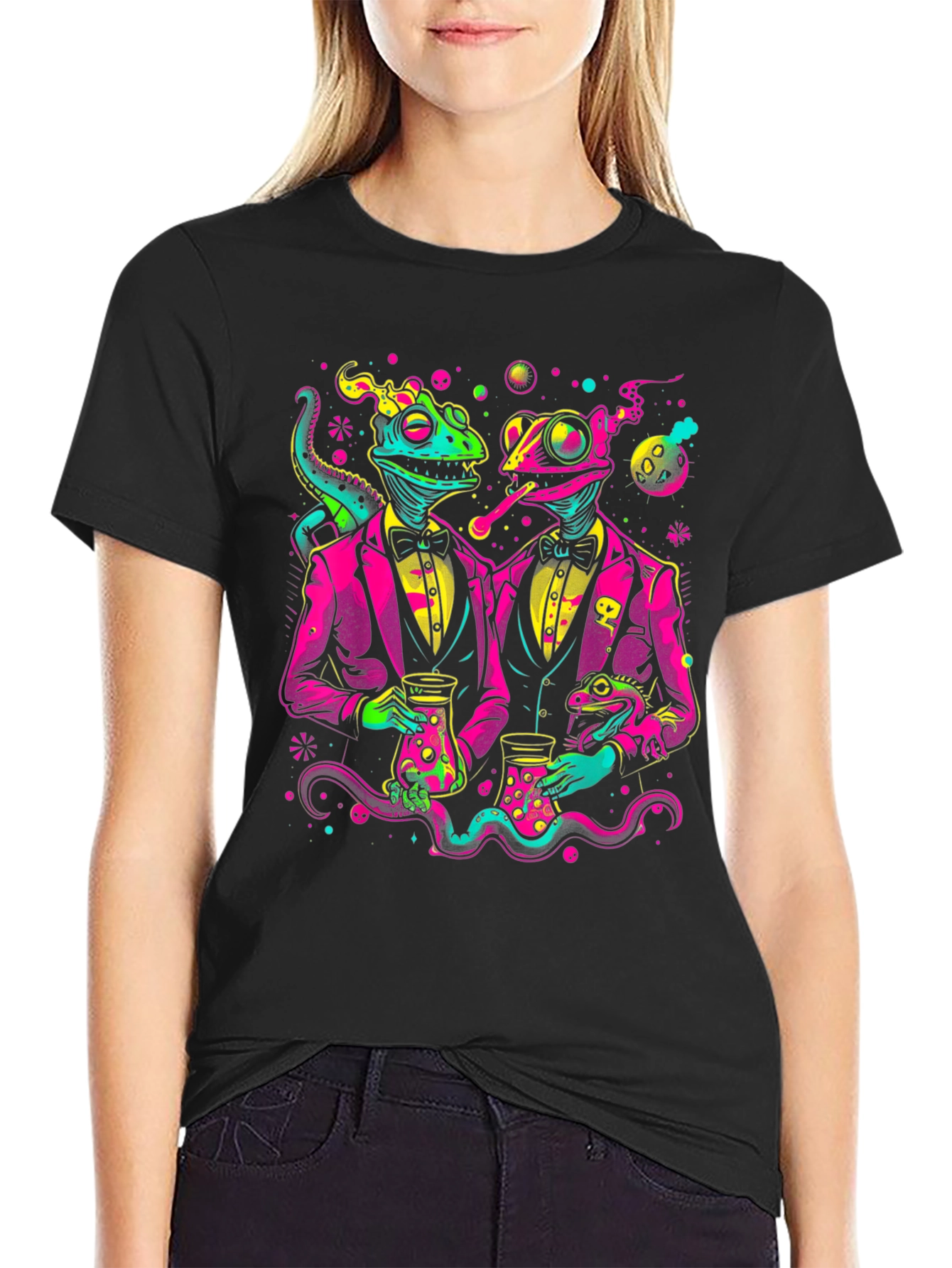 Black Lizard Tuxedo T-Shirt - Funky Reptile Design view 2