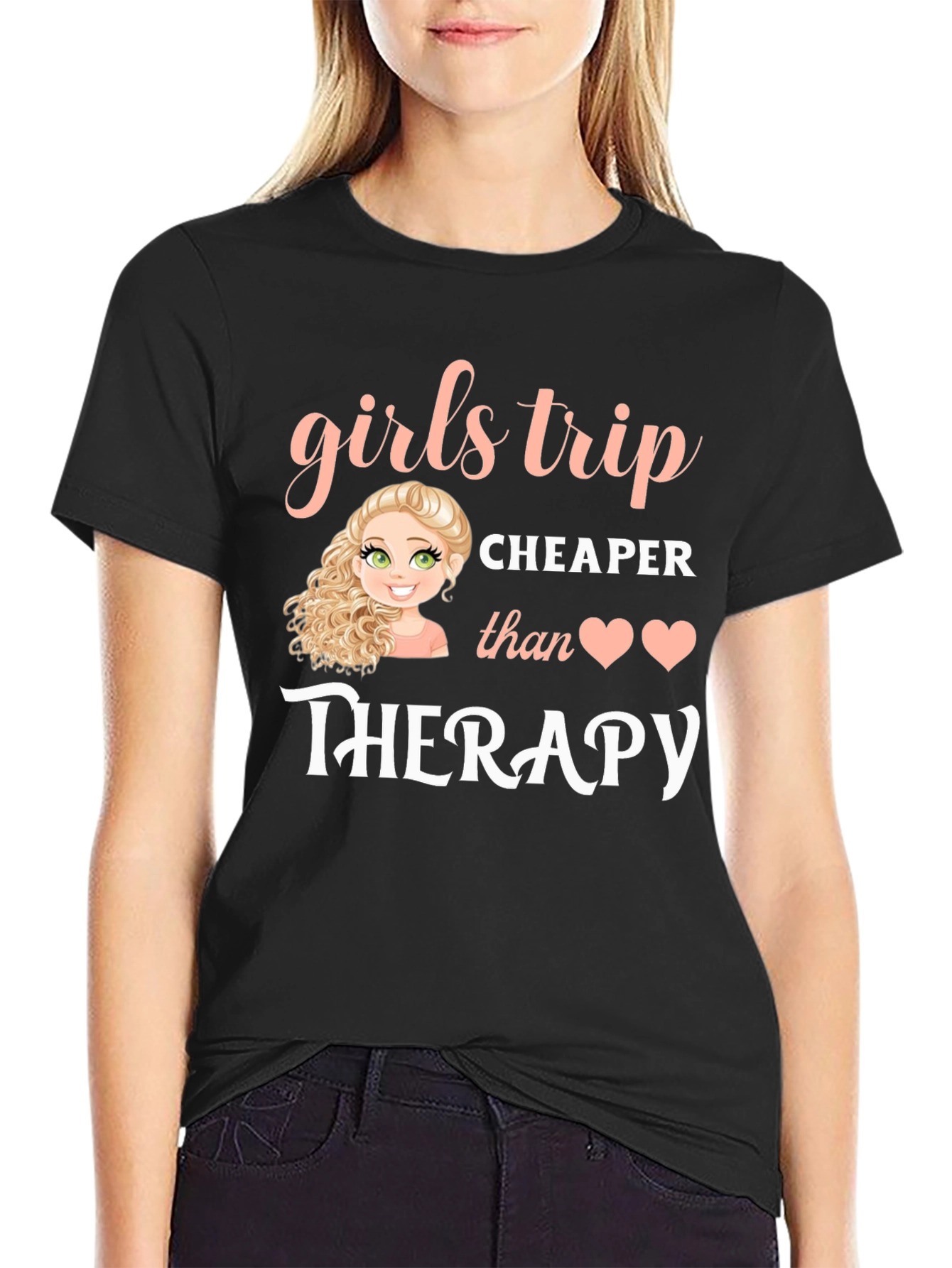 Girls Trip Therapy T-Shirt - Black Cotton Tee - 2