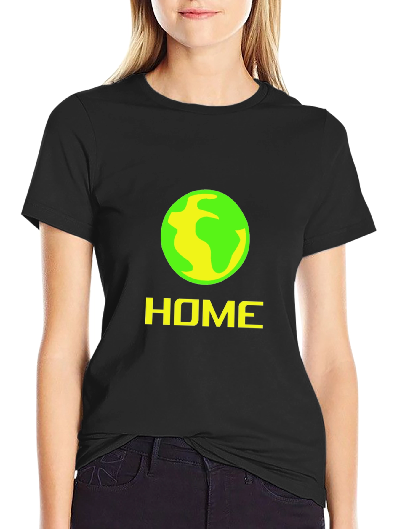 Black Home Planet Graphic Tee - Black Cotton Comfort view 2
