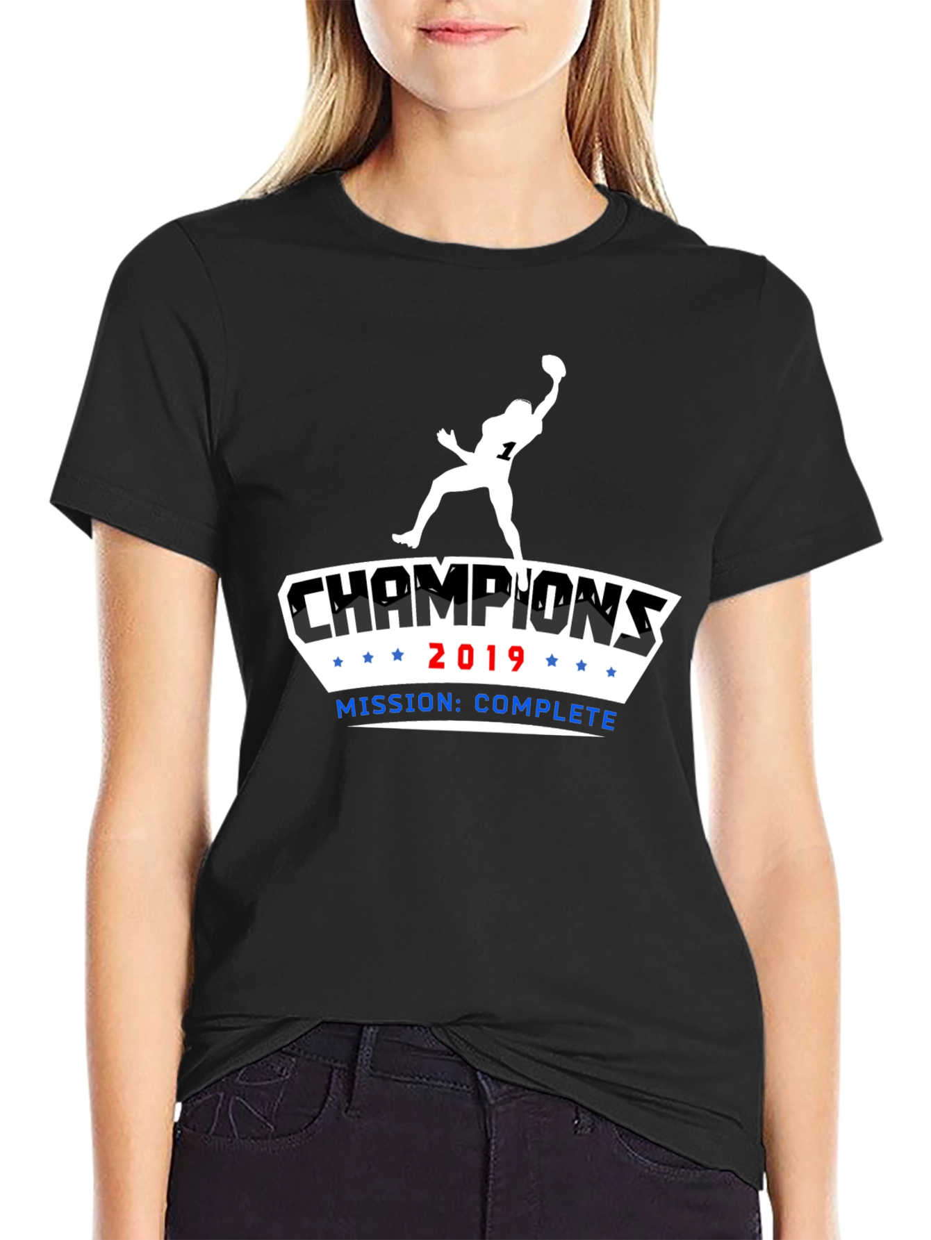 Black Champions 2019 Football T-Shirt - Mission Complete view 2