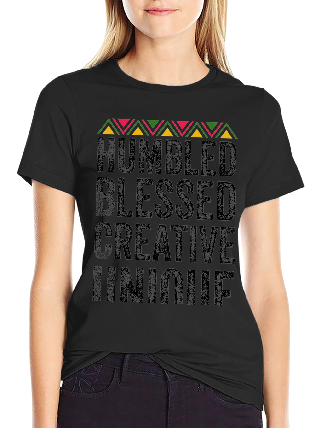Black Humbled Blessed Creative Unique Black Graphic Tee view 2