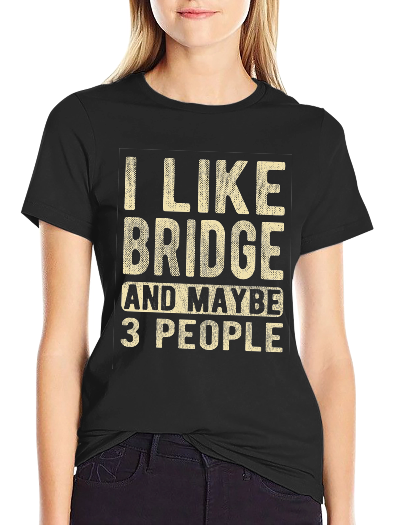 Black Bridge & People T-Shirt - Humorous Casual Wear view 2