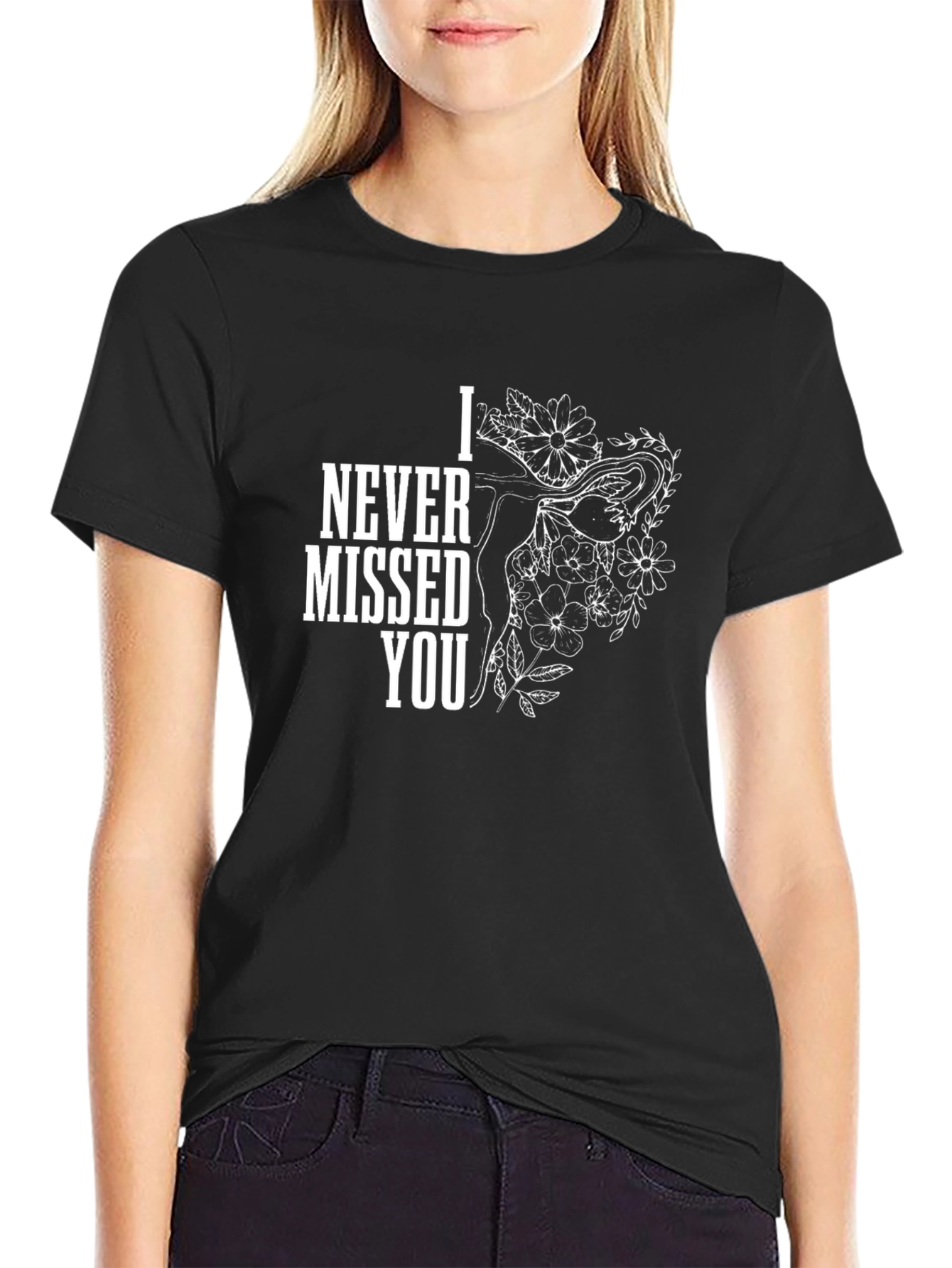 Black I Never Missed You Graphic Tee - Black Cotton view 2
