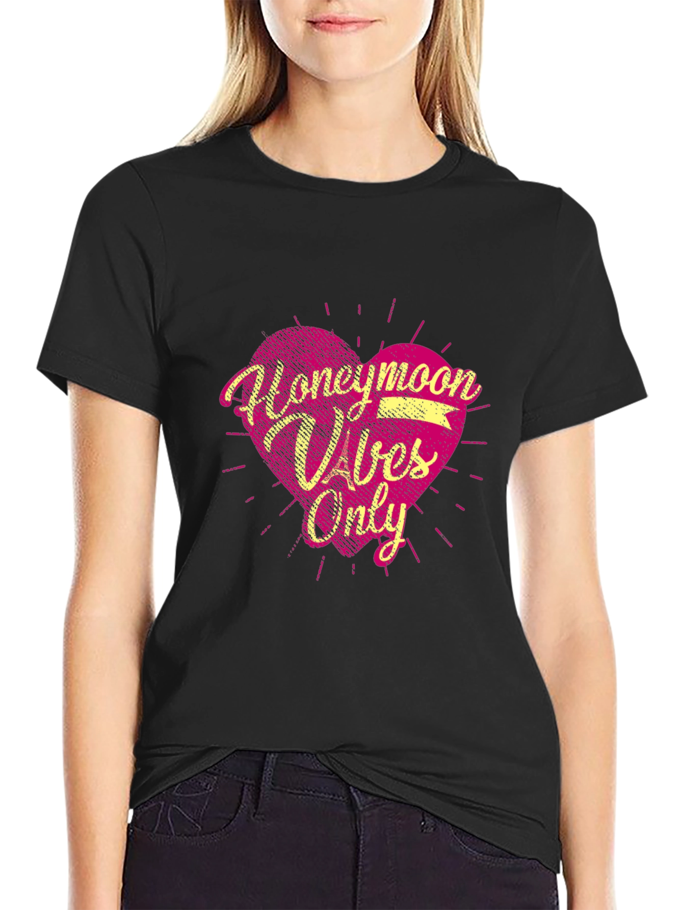 Black Honeymoon Vibes Only Graphic Tee - Black view 2