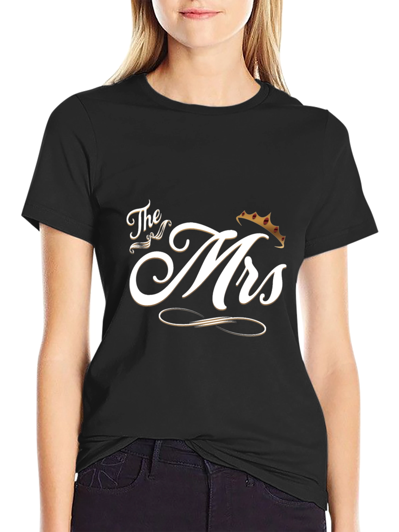 Black The Mrs. T-Shirt - Newlywed Gift view 2