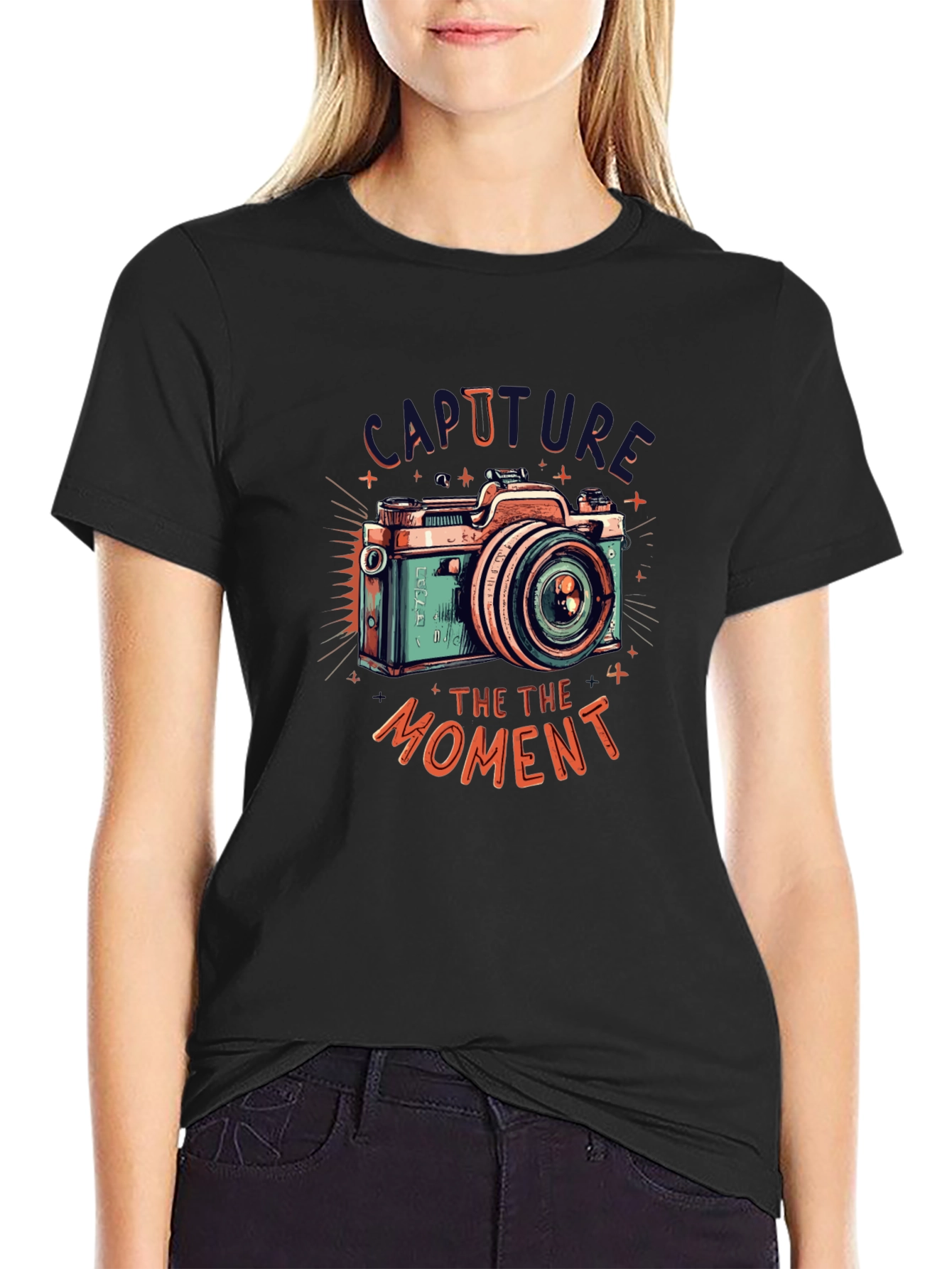 Black Retro Camera Graphic Tee - Capture the Moment view 2