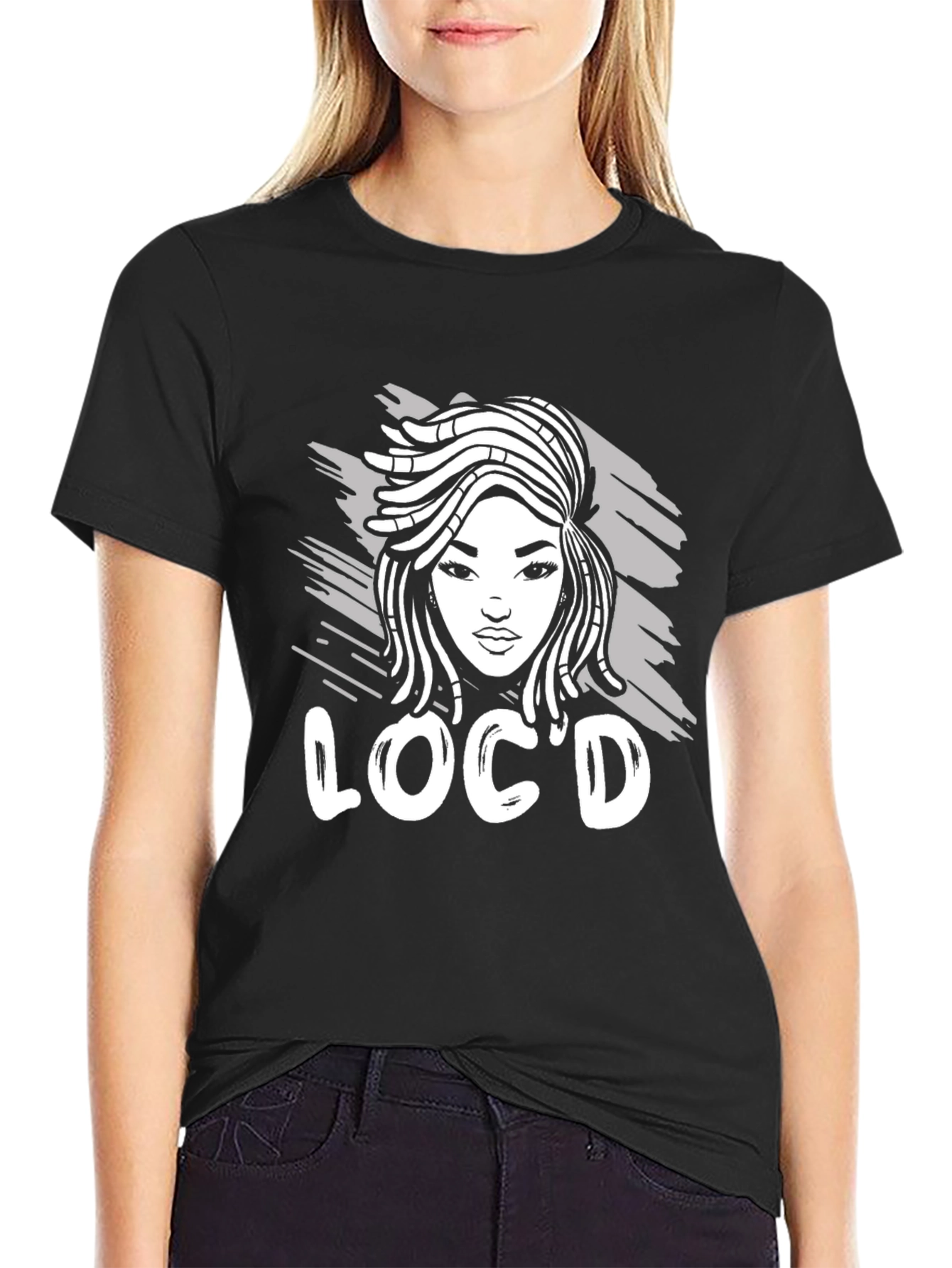Black Loc'd Women's Graphic T-Shirt - Black view 2