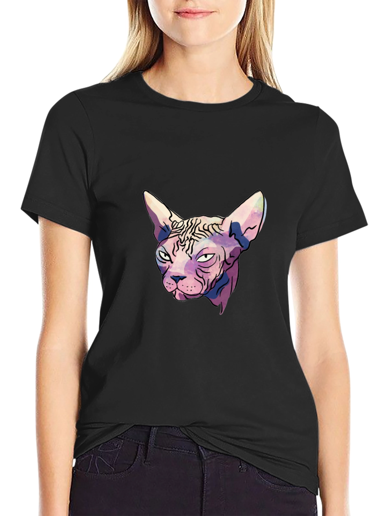 Black Sphynx Cat Graphic T-Shirt - Unique Design view 2