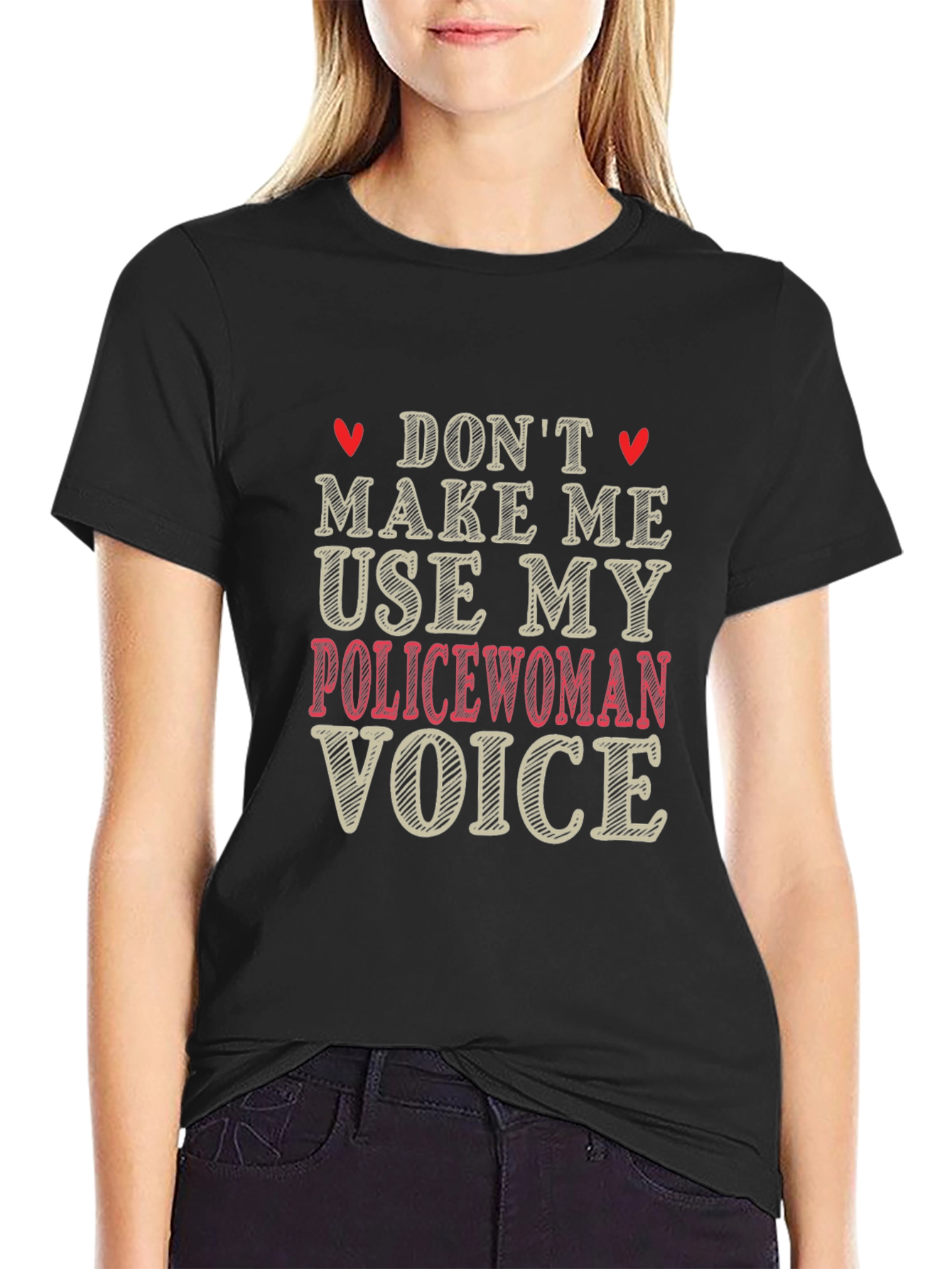 Black Don't Make Me Use My Policewoman Voice Graphic Tee view 2