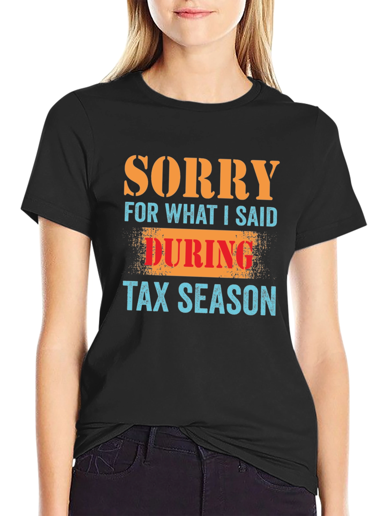 Black Funny Tax Season Apology T-Shirt - Black view 2