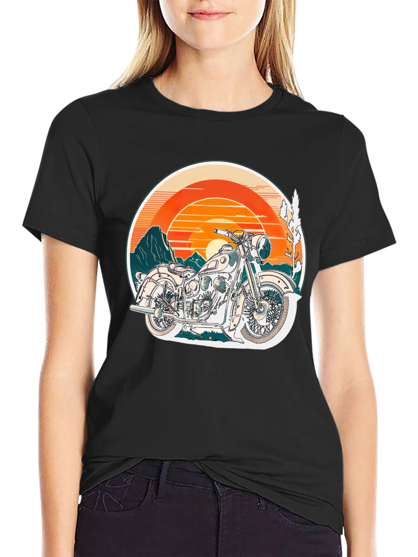 Black Vintage Motorcycle Graphic T-Shirt - Retro Style view 2