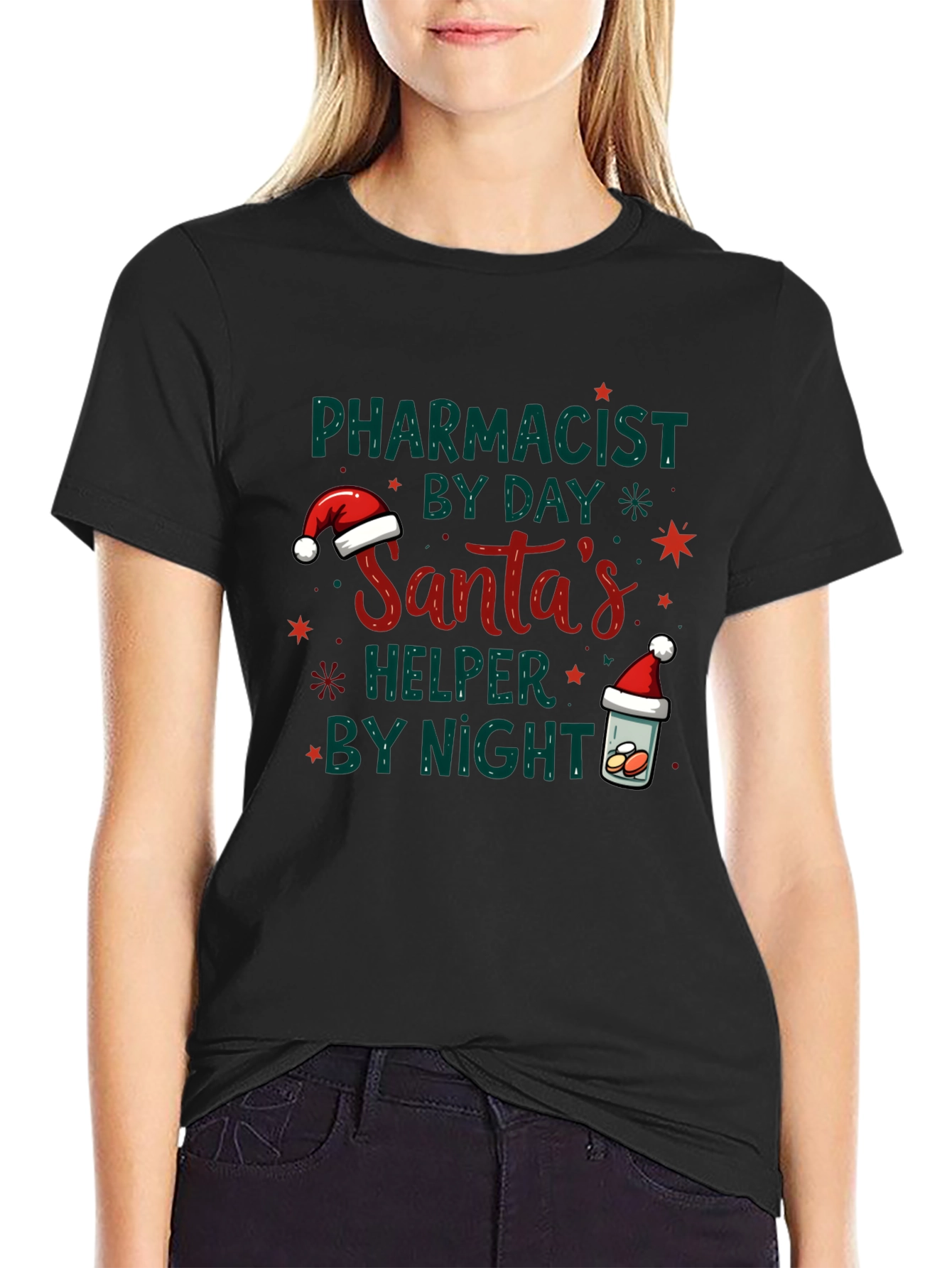Black Pharmacist Santa's Helper Tee view 2