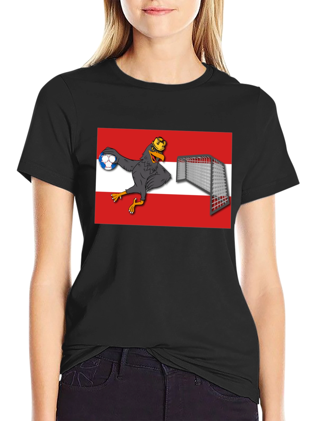 Black Austria Handball T-Shirt Funny Austrian Bird view 2
