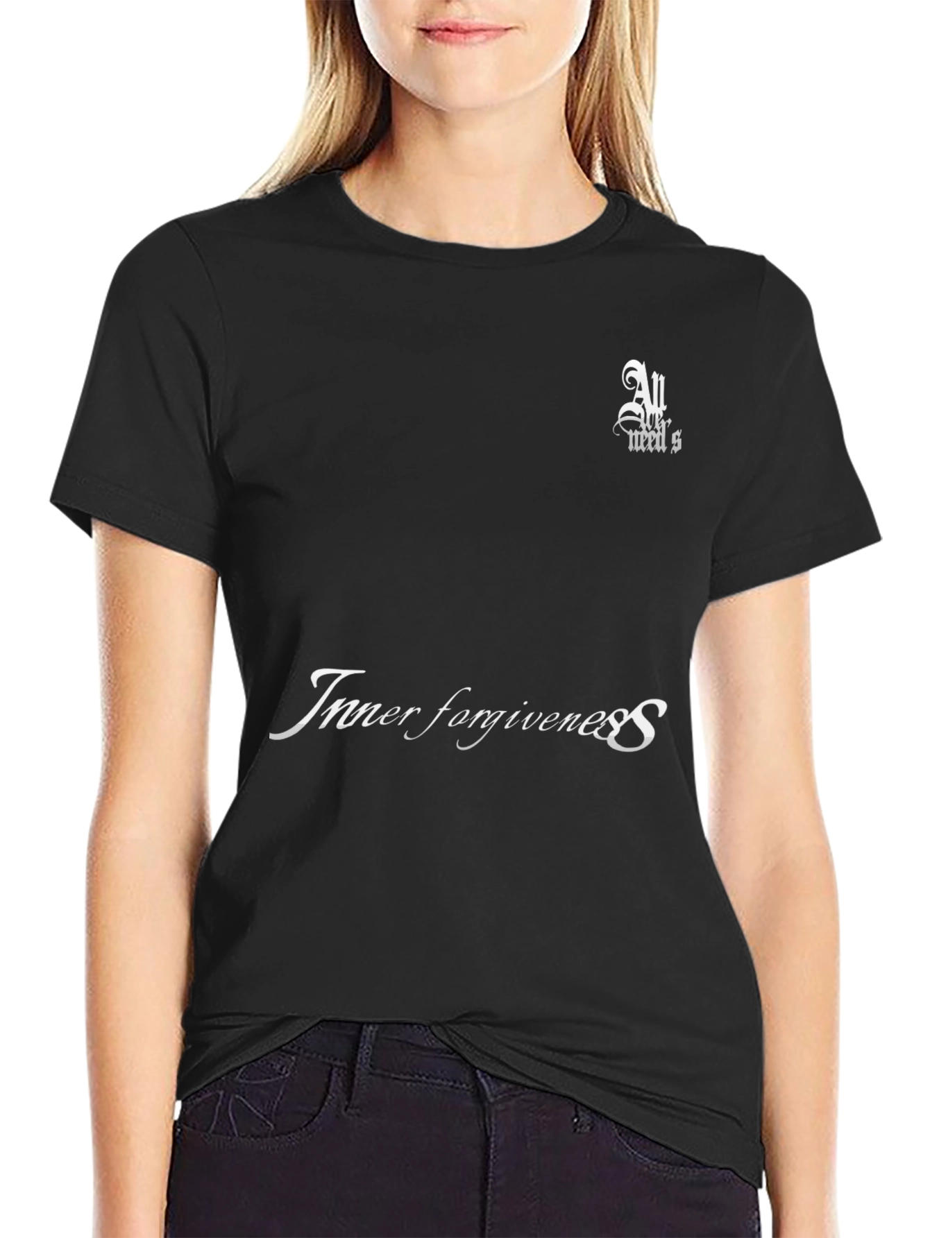 Black Inner Forgiveness Black Graphic T-Shirt view 2
