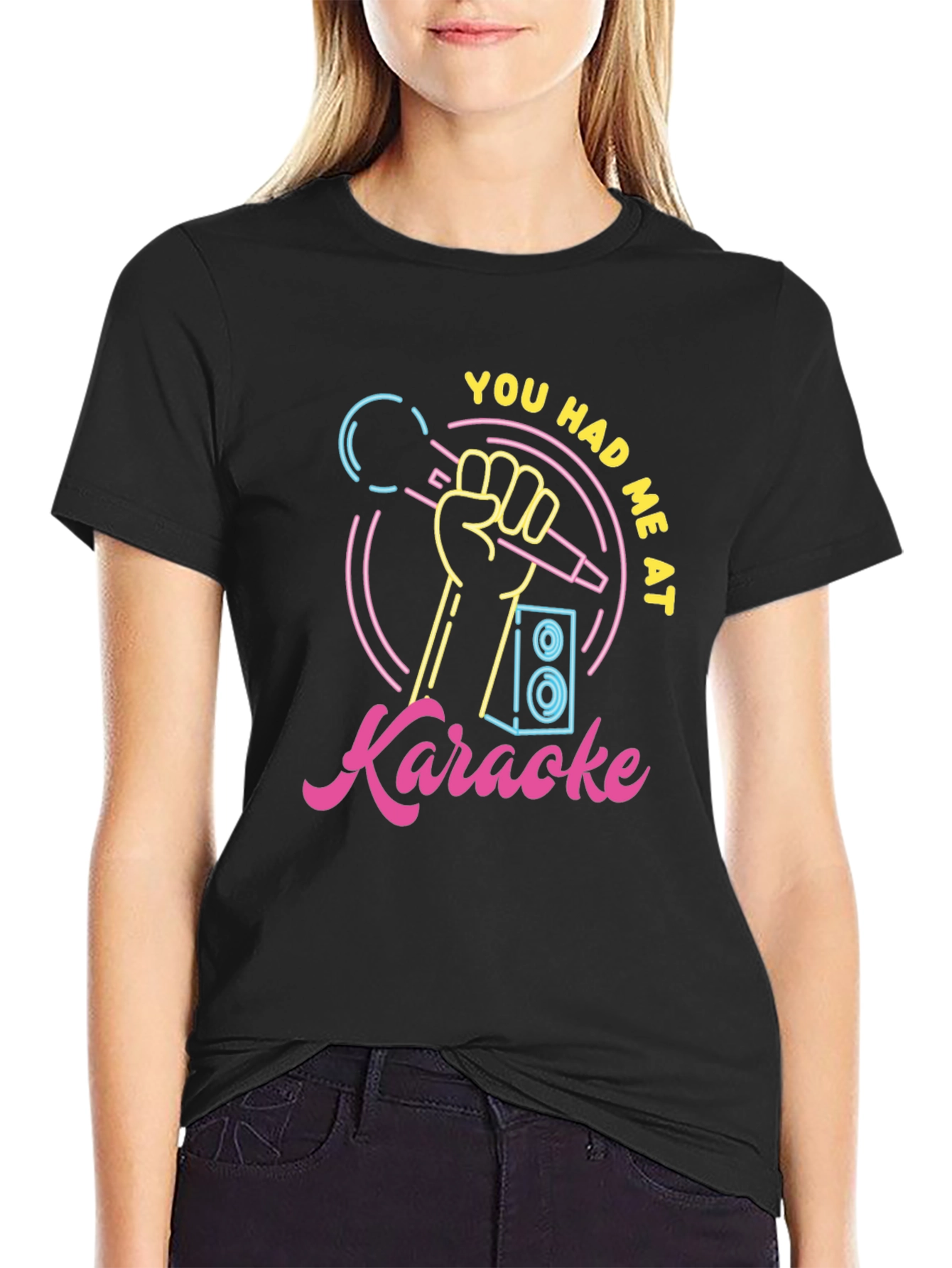 Black You Had Me At Karaoke - Graphic T-Shirt view 2