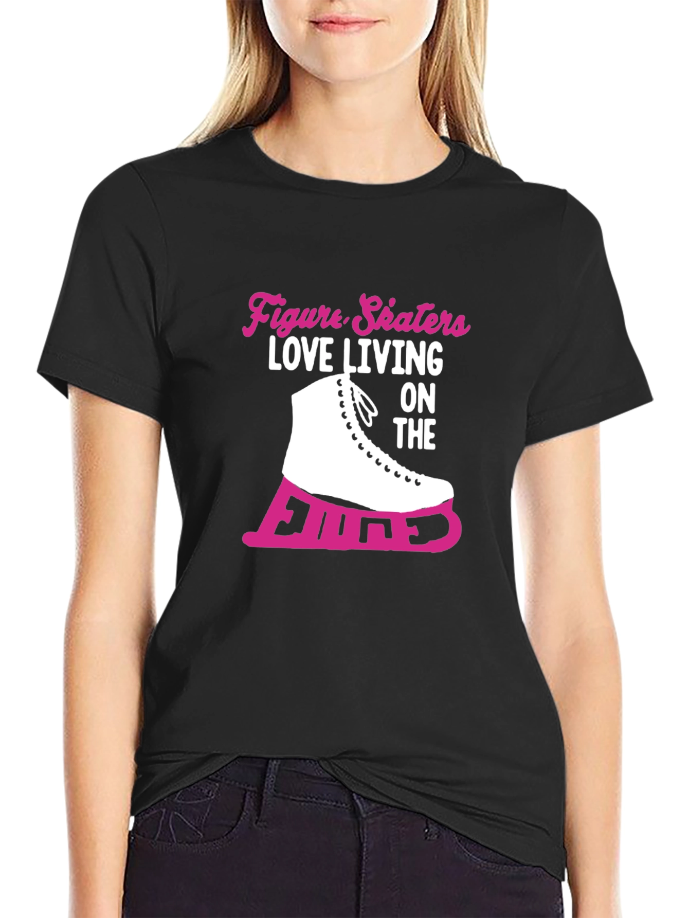 Black Figure Skaters Love Living on the Edge T-Shirt view 2
