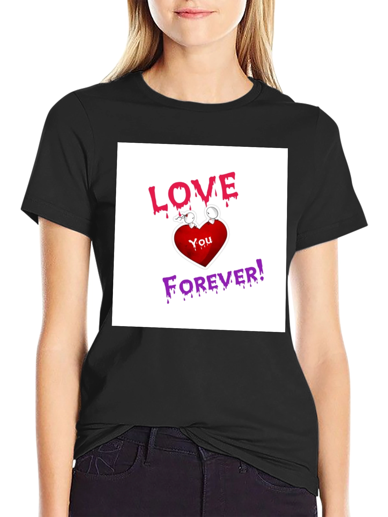 Black Love You Forever Graphic T-Shirt view 2