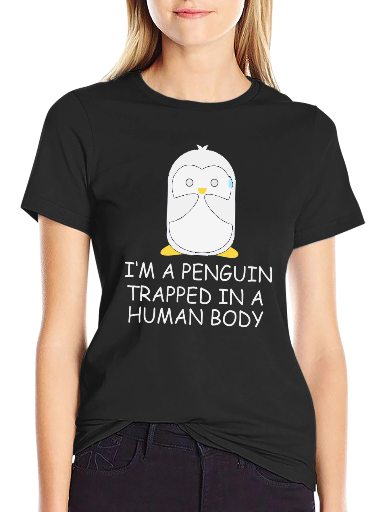 Black Penguin Trapped in a Human Body T-Shirt view 2