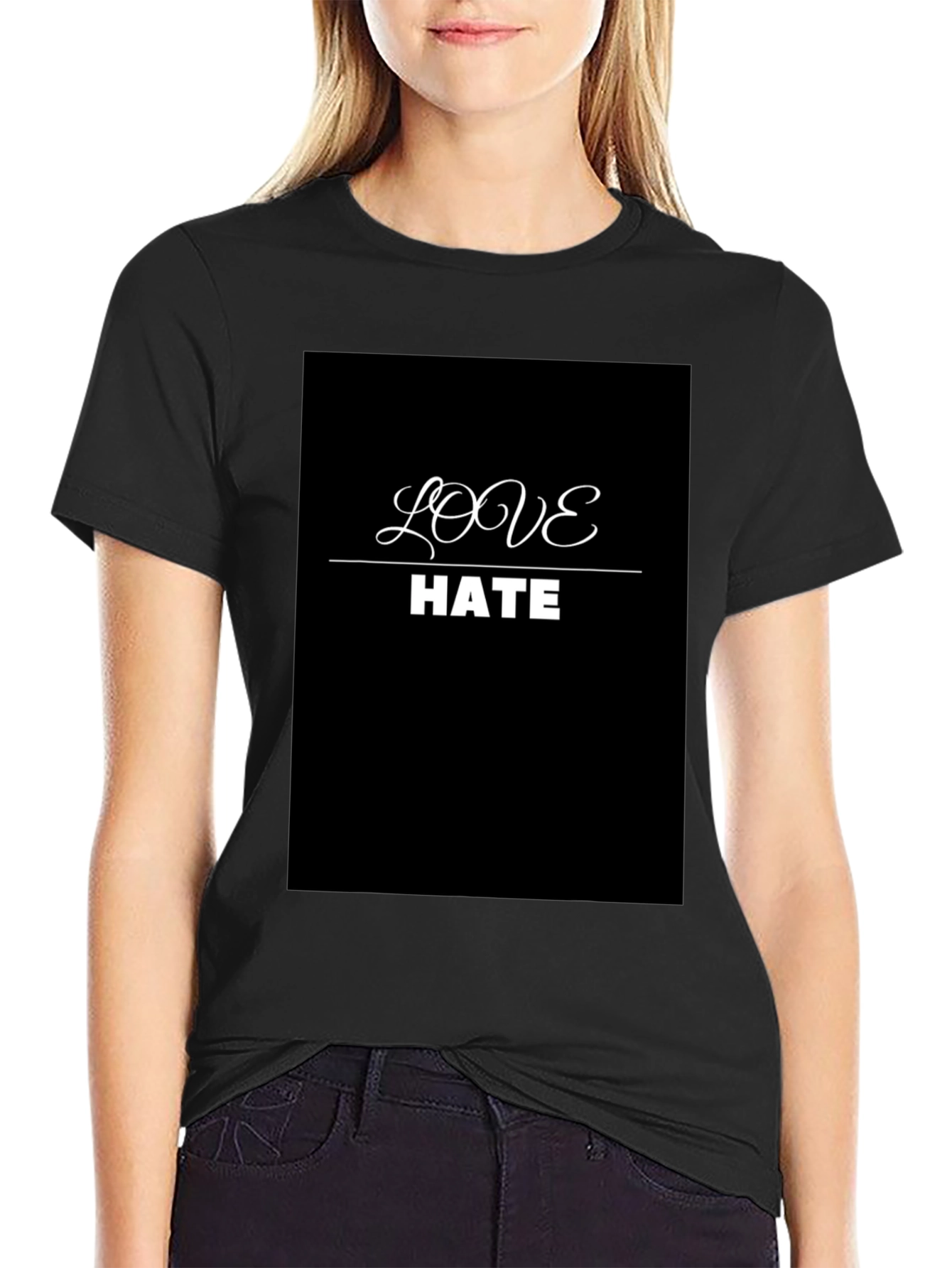 Black Love Hate Graphic Tee - Modern Contrast view 2