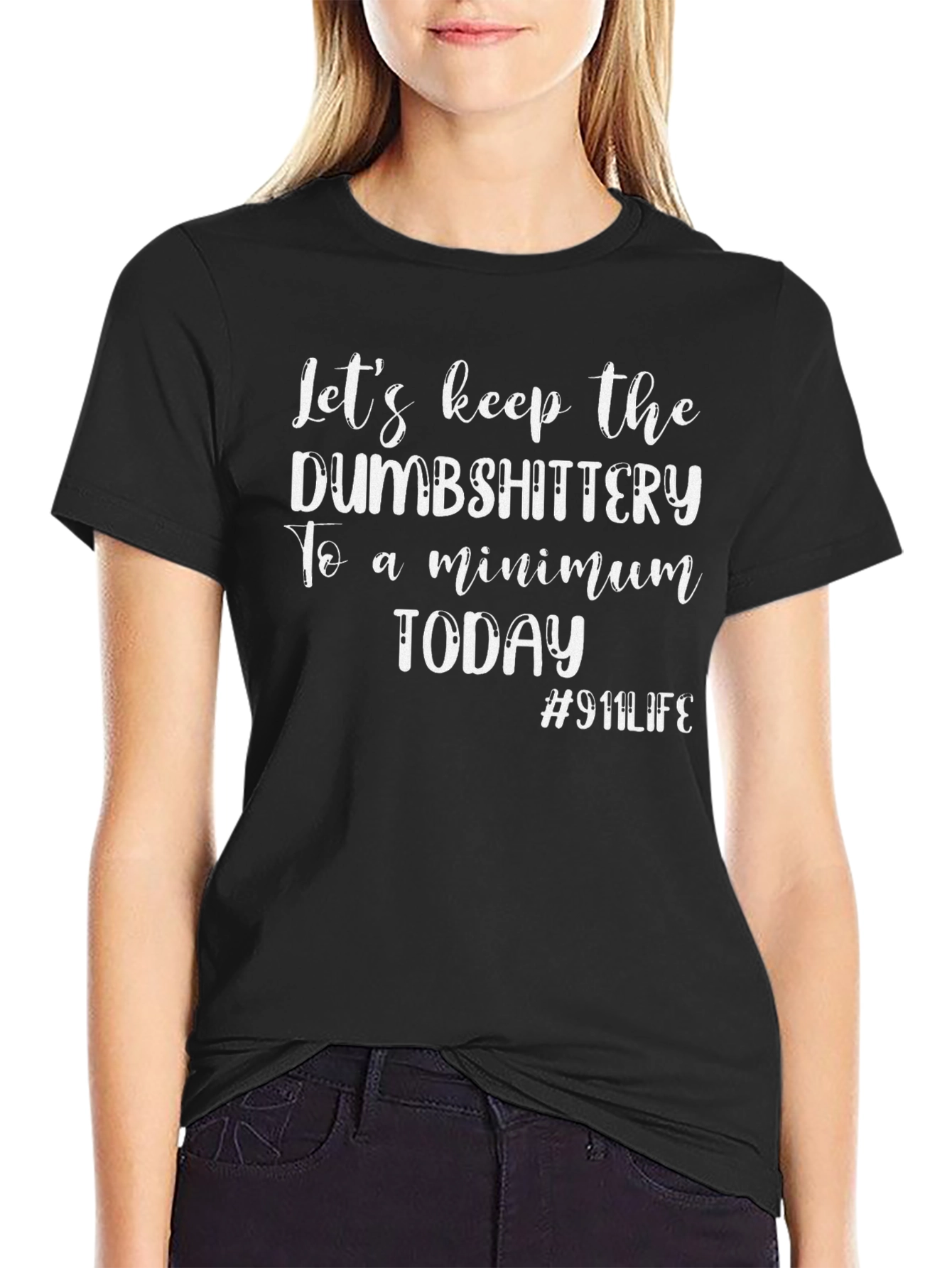 Black Funny 911 Dispatcher T-Shirt view 2
