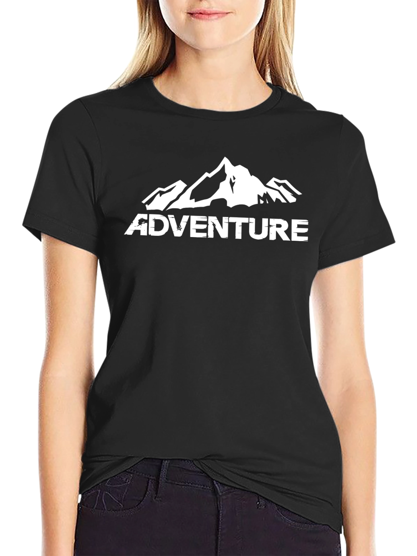 Black Adventure Mountain Graphic T-Shirt - Black view 2