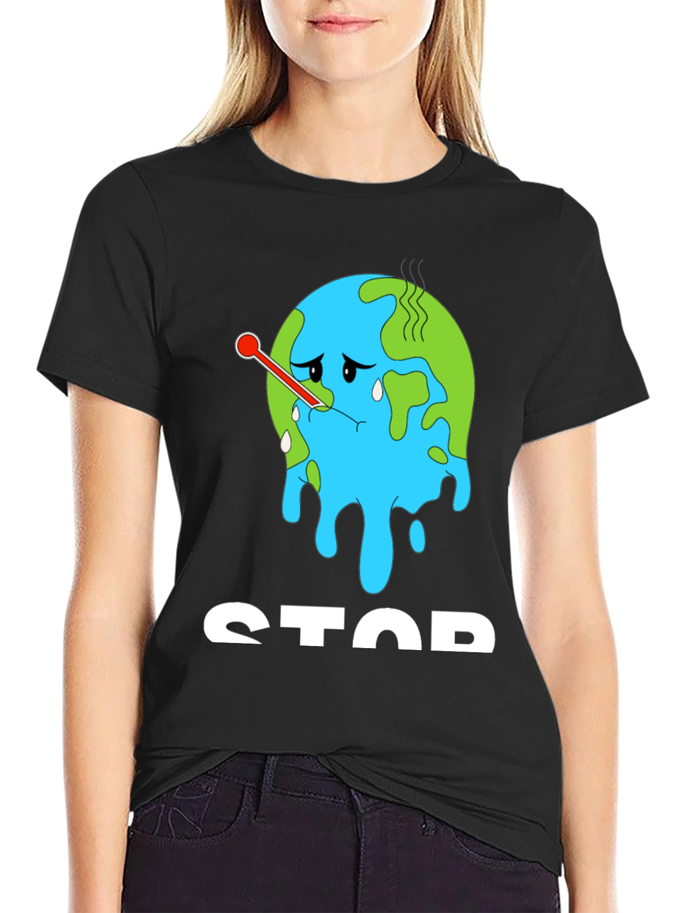 Black Stop Climate Change T-Shirt view 2