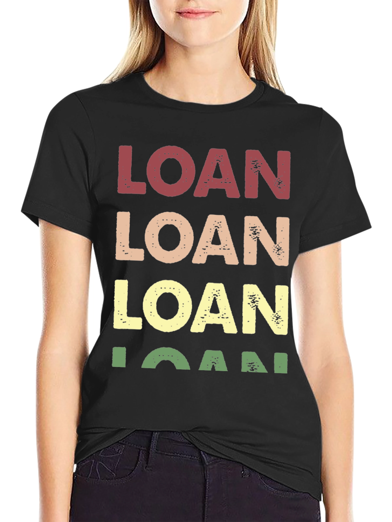 Black Retro Loan T-Shirt, Funny Finance Tee view 2