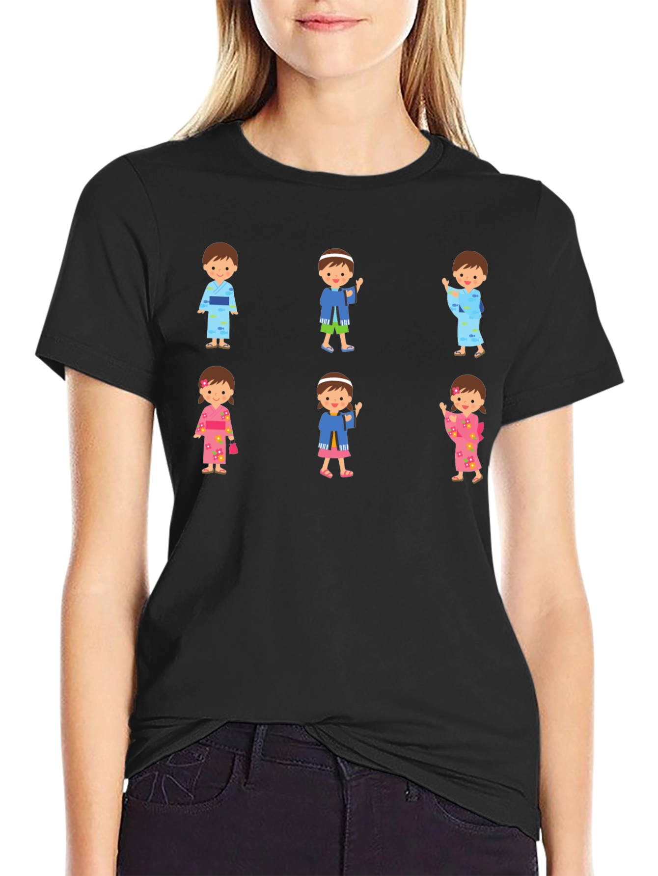 Black Kimono Kids Black T-Shirt view 2