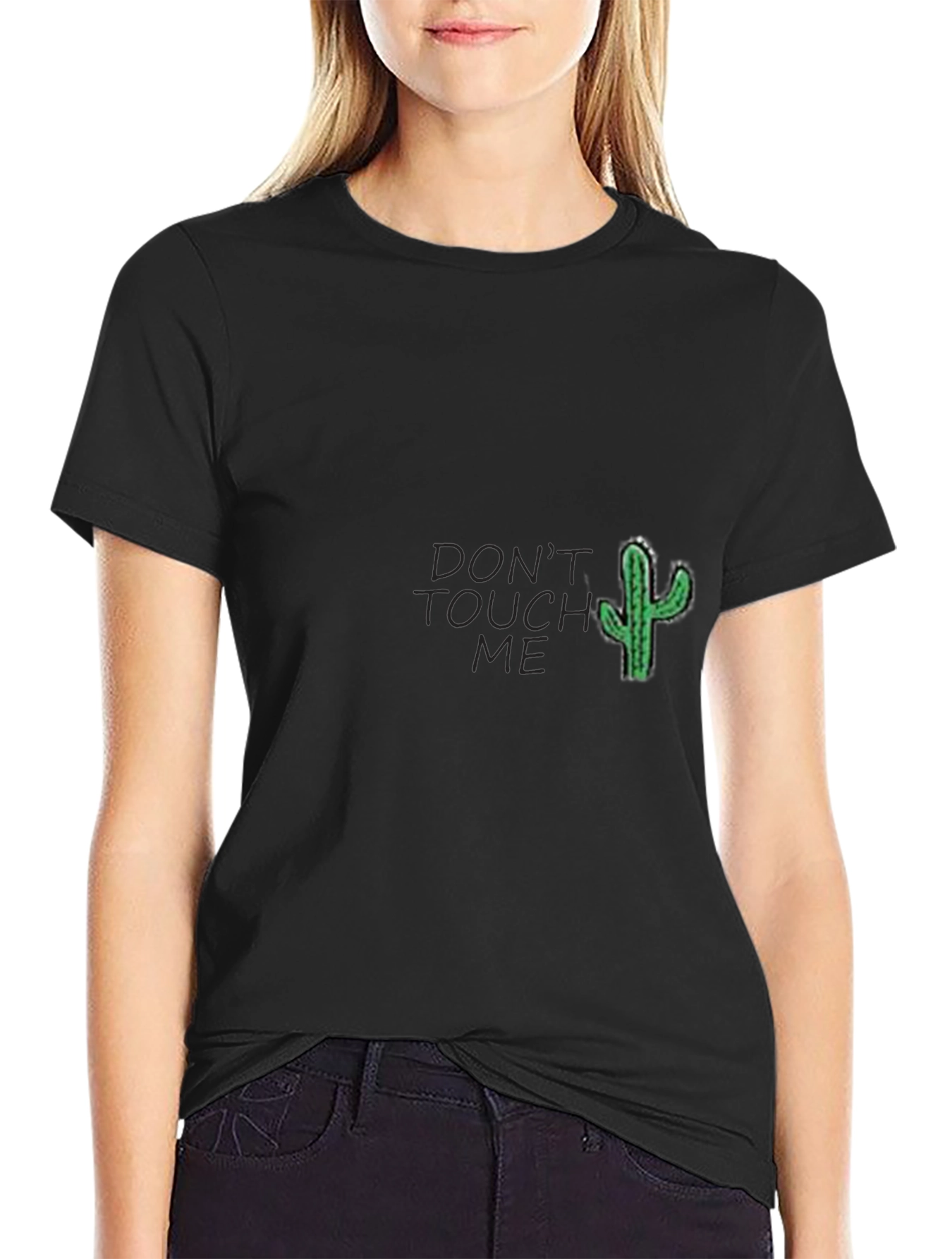 Black Don't Touch Me Cactus Graphic Tee - Soft Cotton Blend view 2