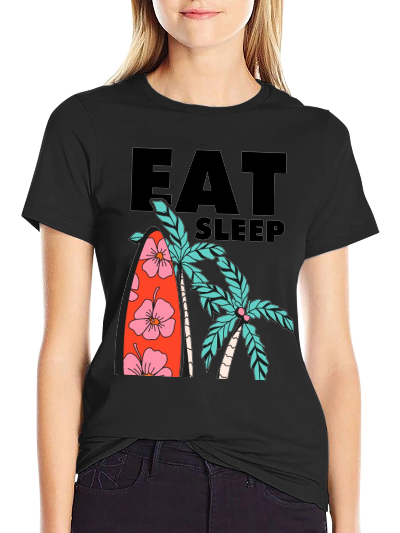 Black Eat Sleep Surf T-Shirt view 2