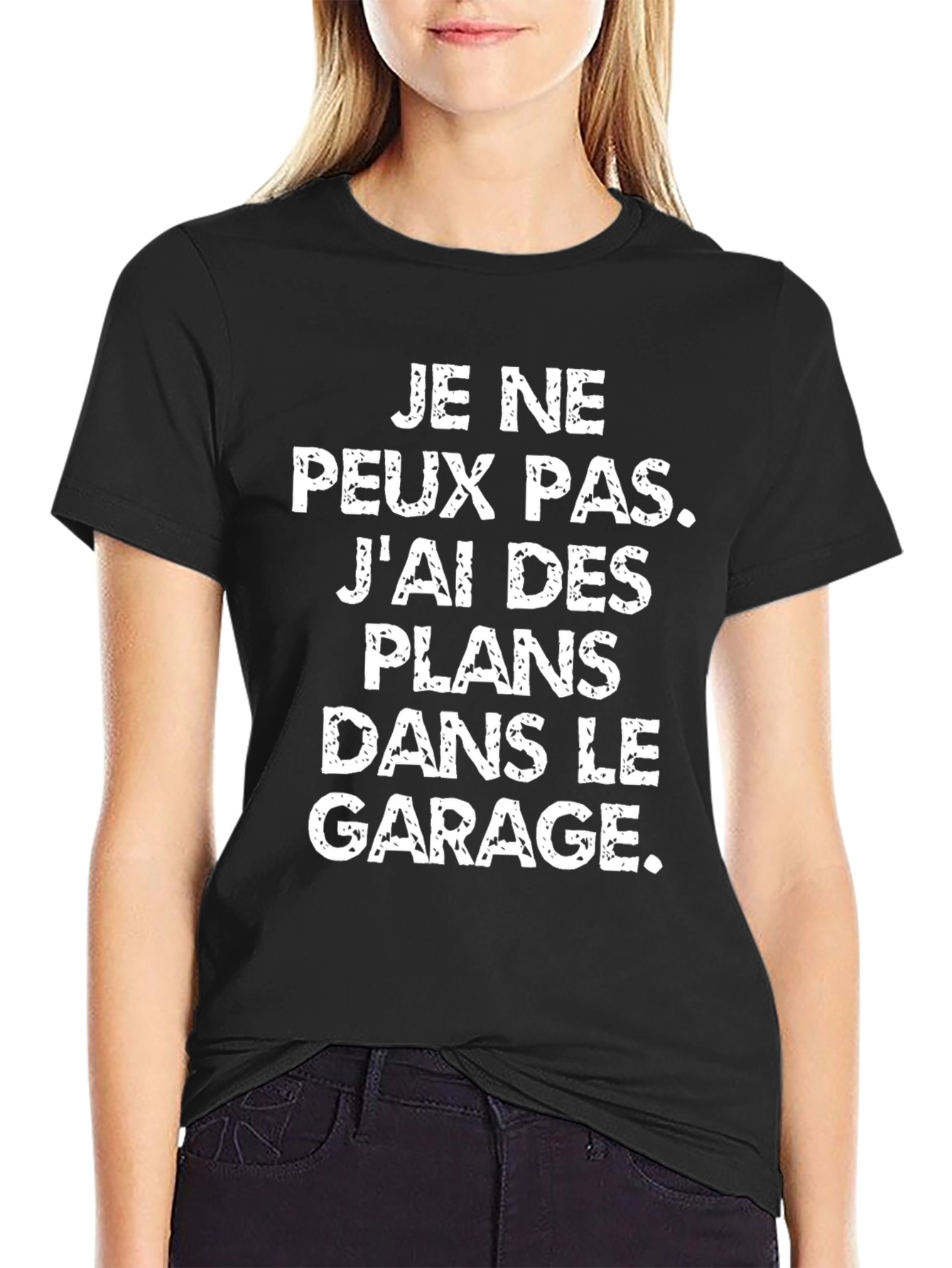 Black Garage Plans T-Shirt - Funny French Slogan Tee view 2