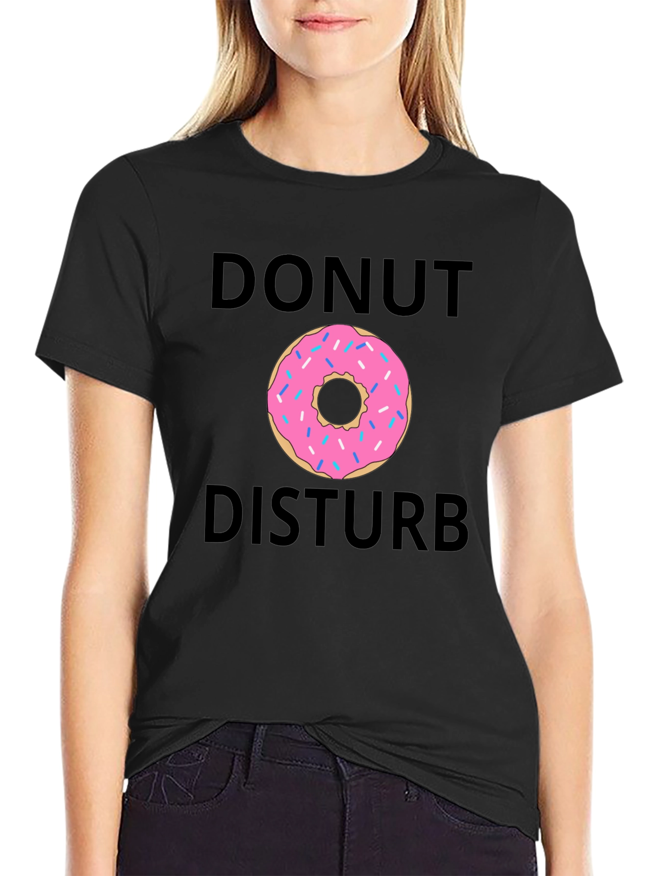 Black Donut Disturb T-Shirt - Funny Graphic Tee view 2