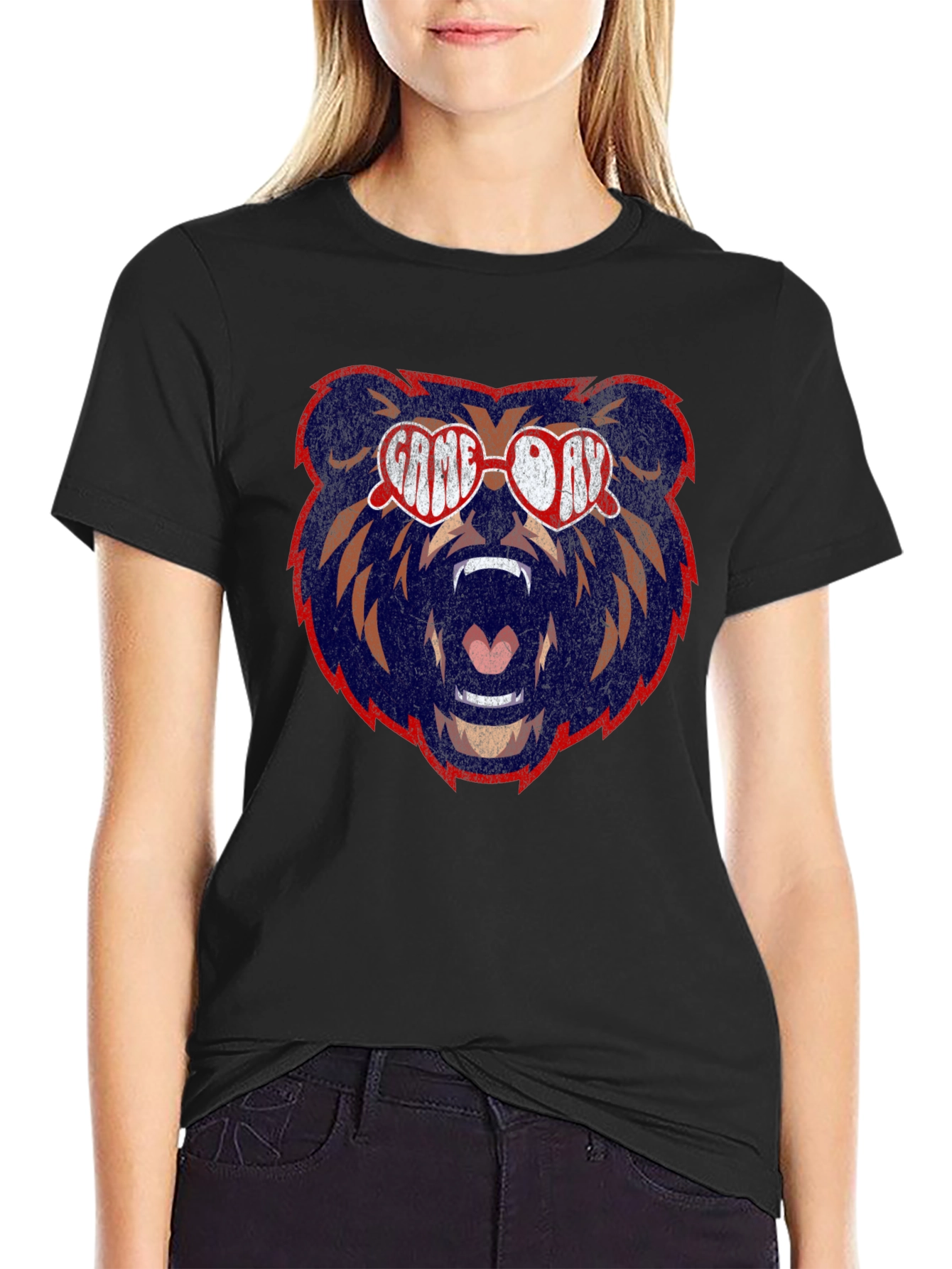 Black Game Day Bear Graphic Tee view 2