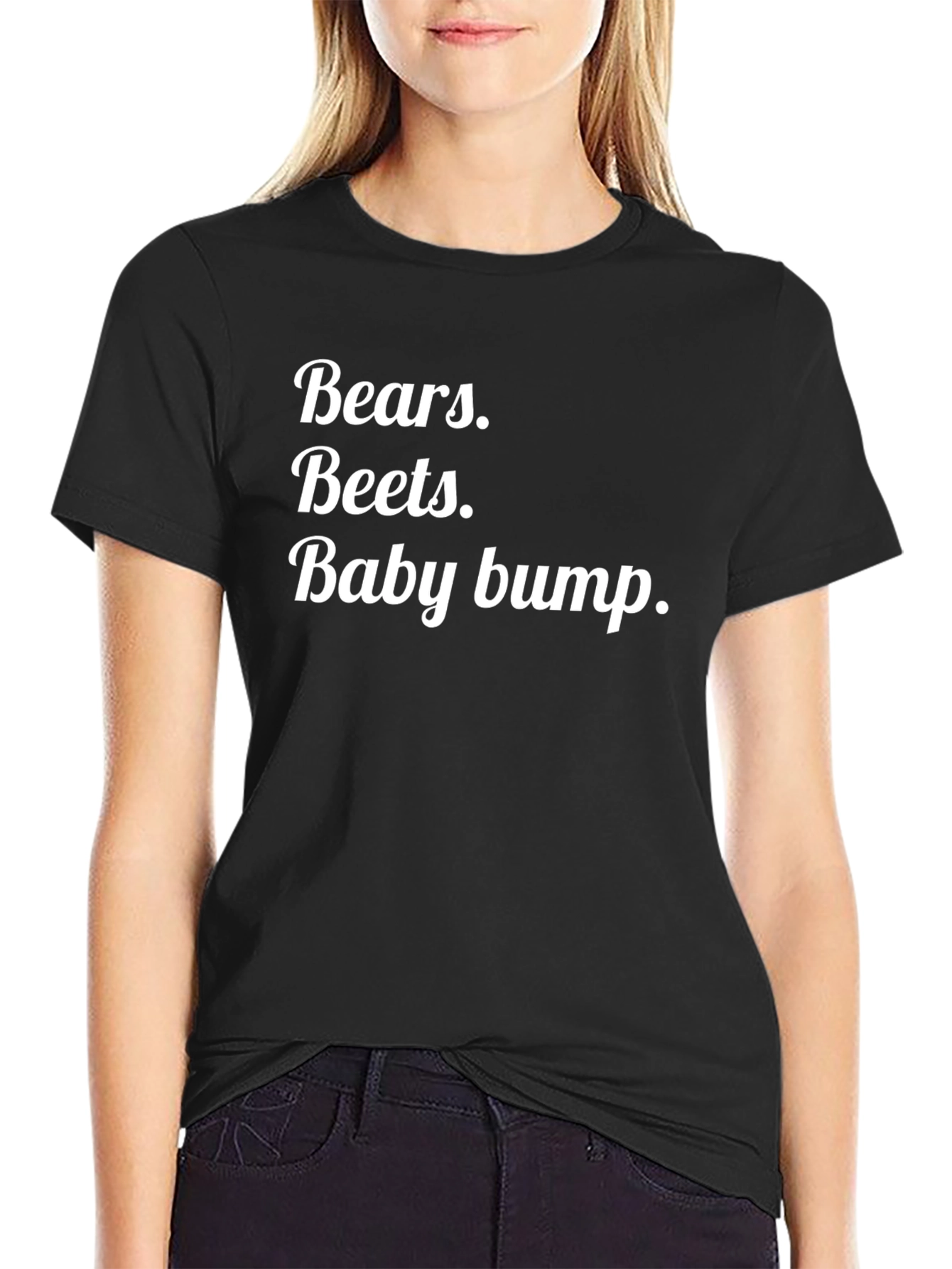 Black Bears Beets Baby Bump Black T-Shirt view 2