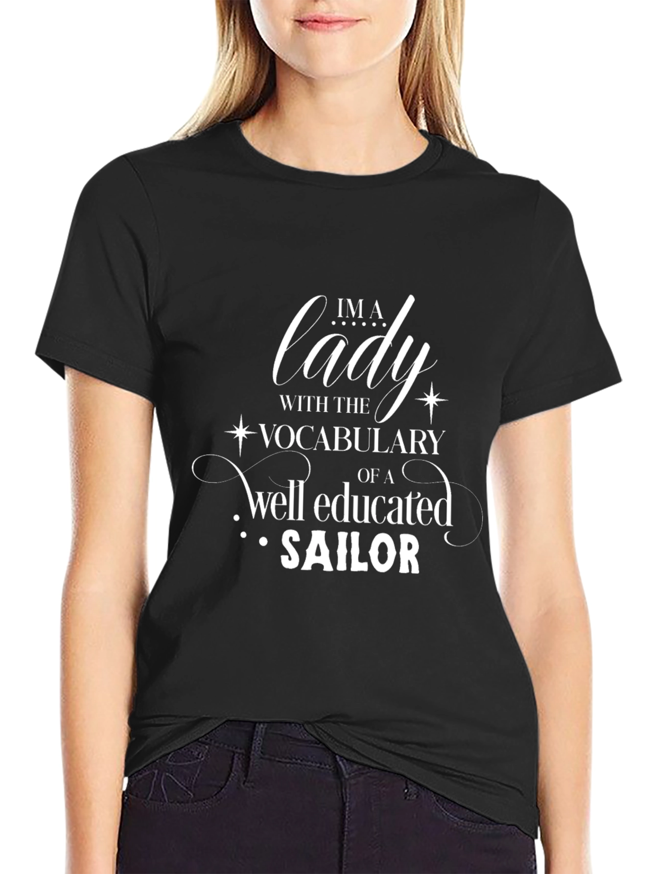 Black I'm A Lady Sailor T-Shirt view 2