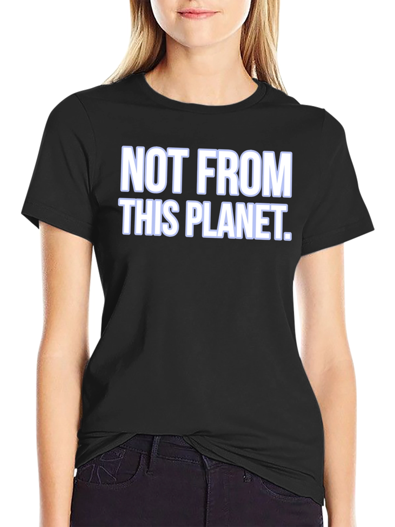 Black Not From This Planet Graphic Tee - Black Cotton Casual Shirt view 2