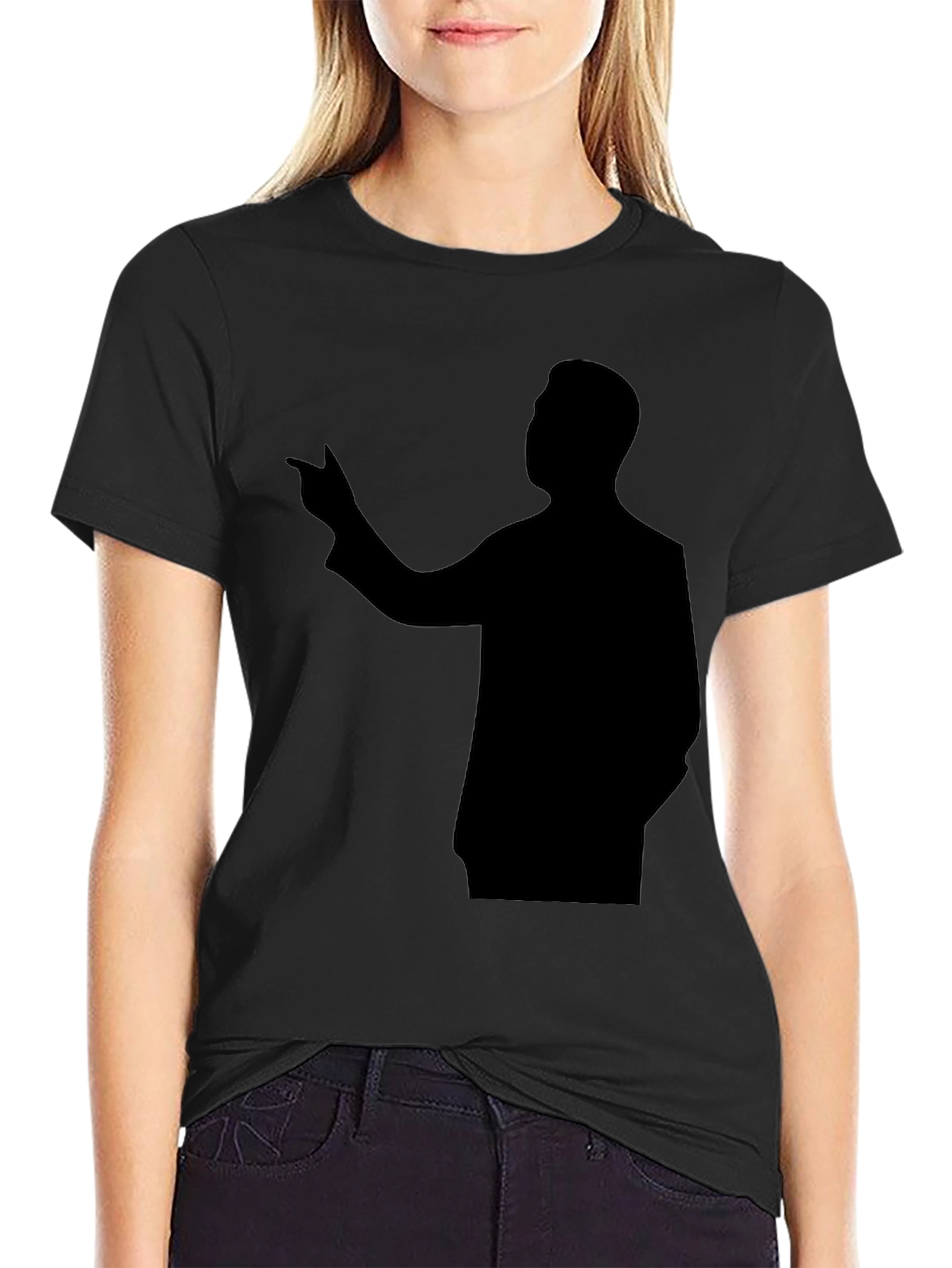 Black Silhouette Man Pointing T-Shirt view 2